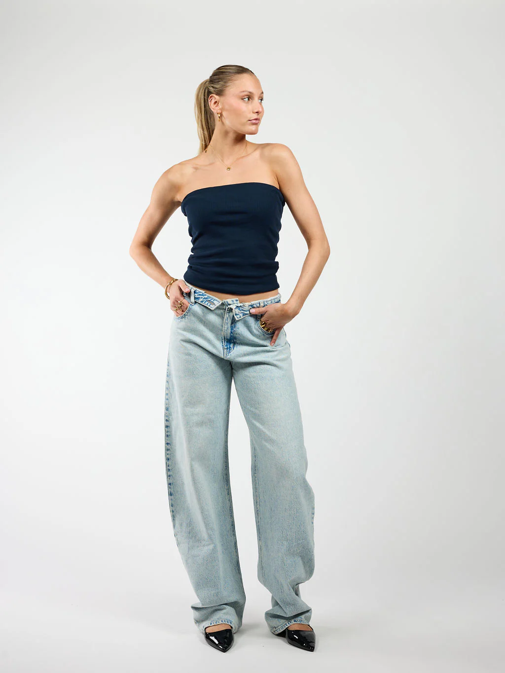 Alix | Balloon Jeans | Mid-waist | Light blue | Stretch | Tall - Image 3