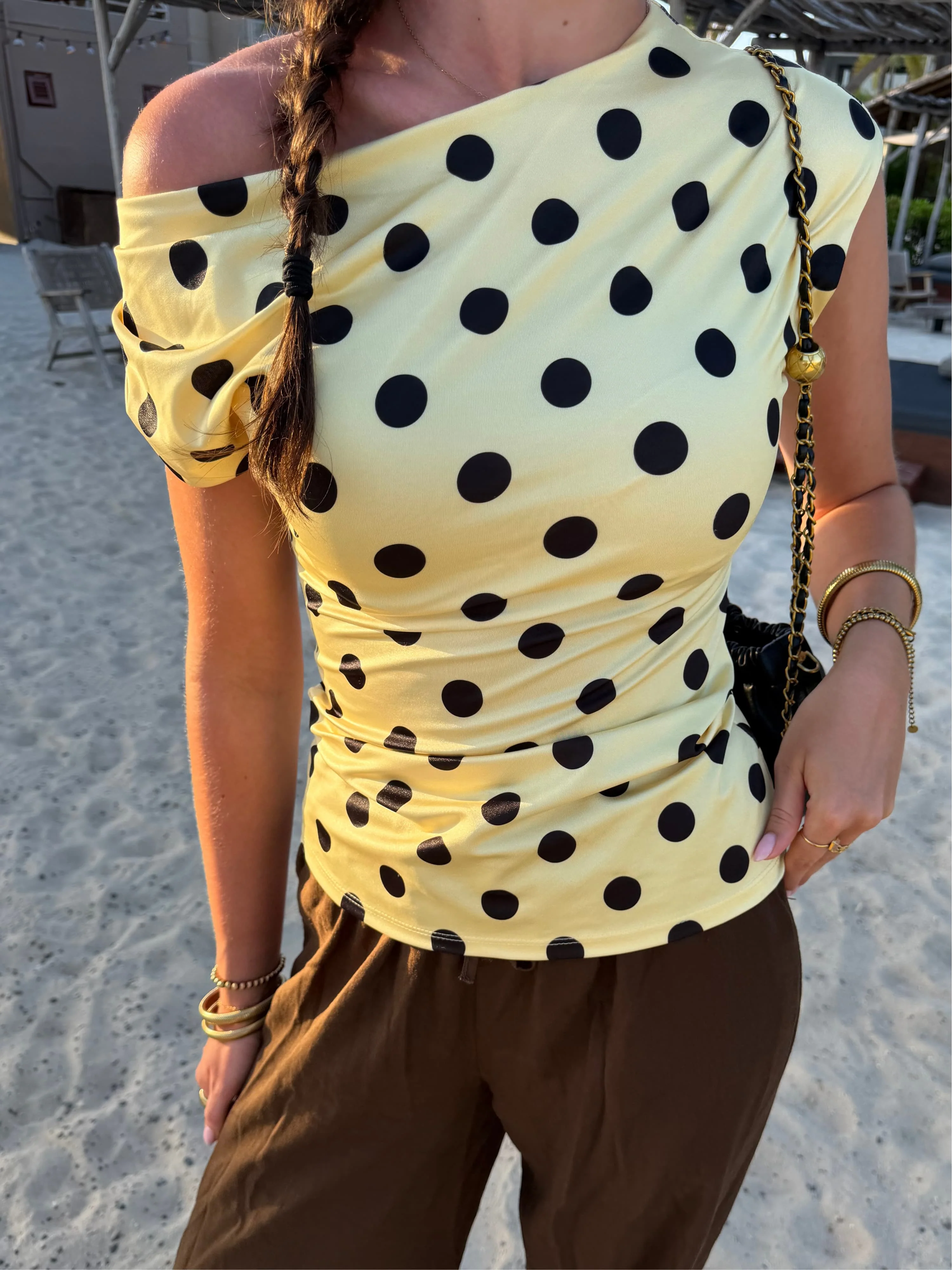 Amber Polkadot top | Geel zwart | Tall - Image 11