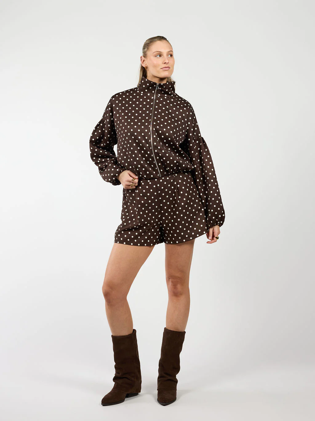 Ava Polkadot jack | Donkerbruin | Tall - Image 3