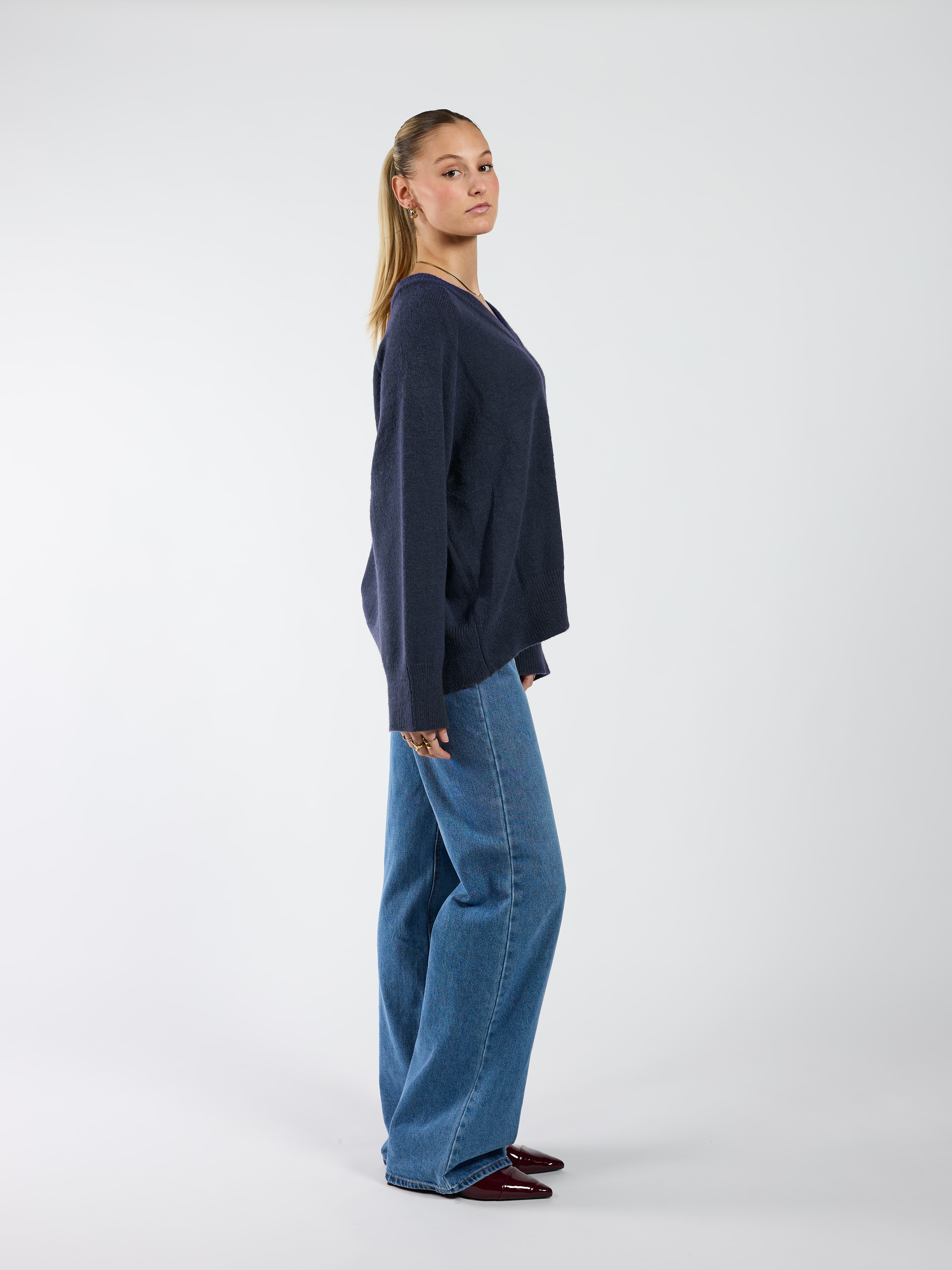 Chloé V-Neck Knit | Navy | Tall - Image 3