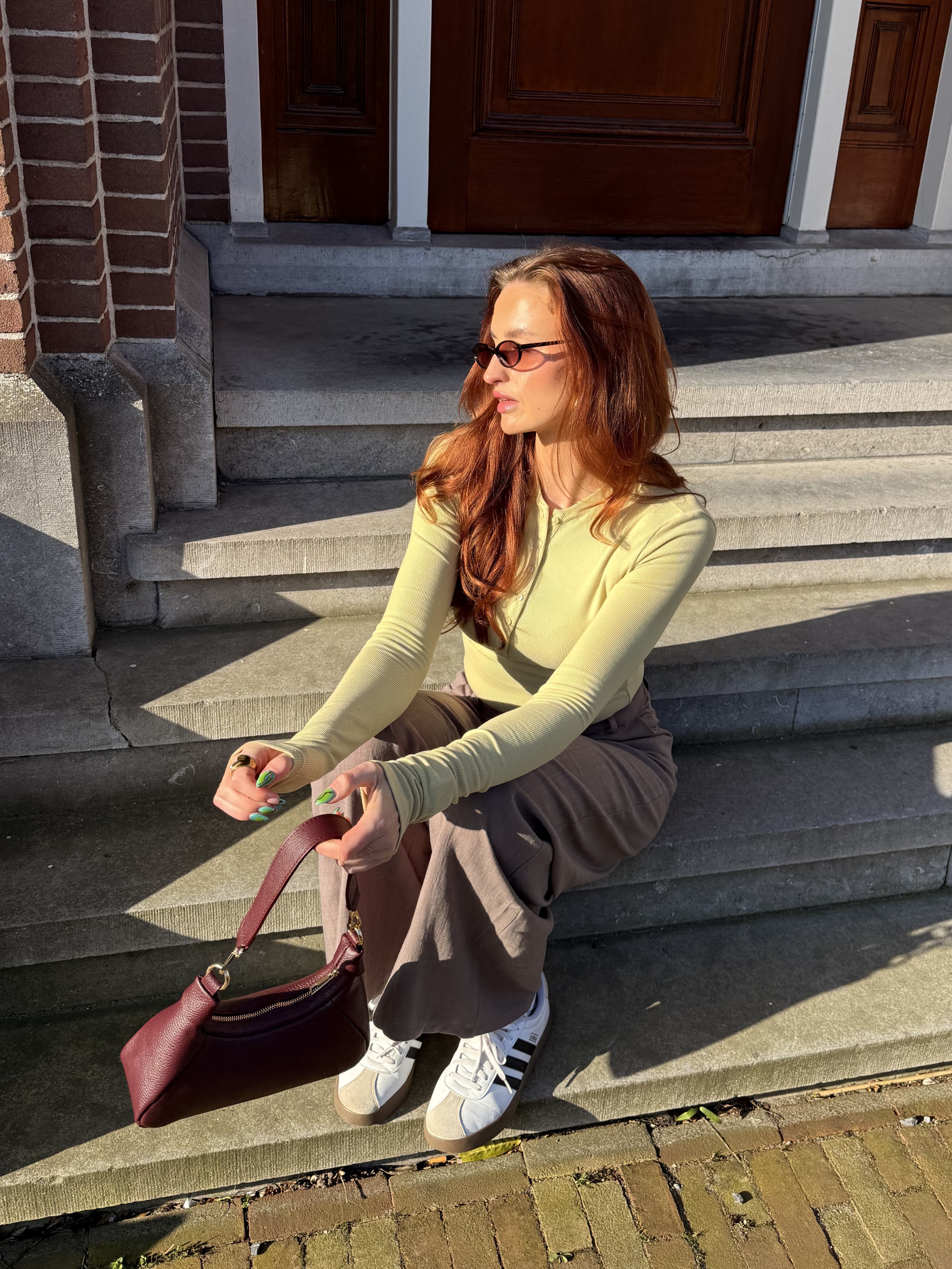 Cilia | Long sleeve top met knopen | Groen | Tall - Image 2