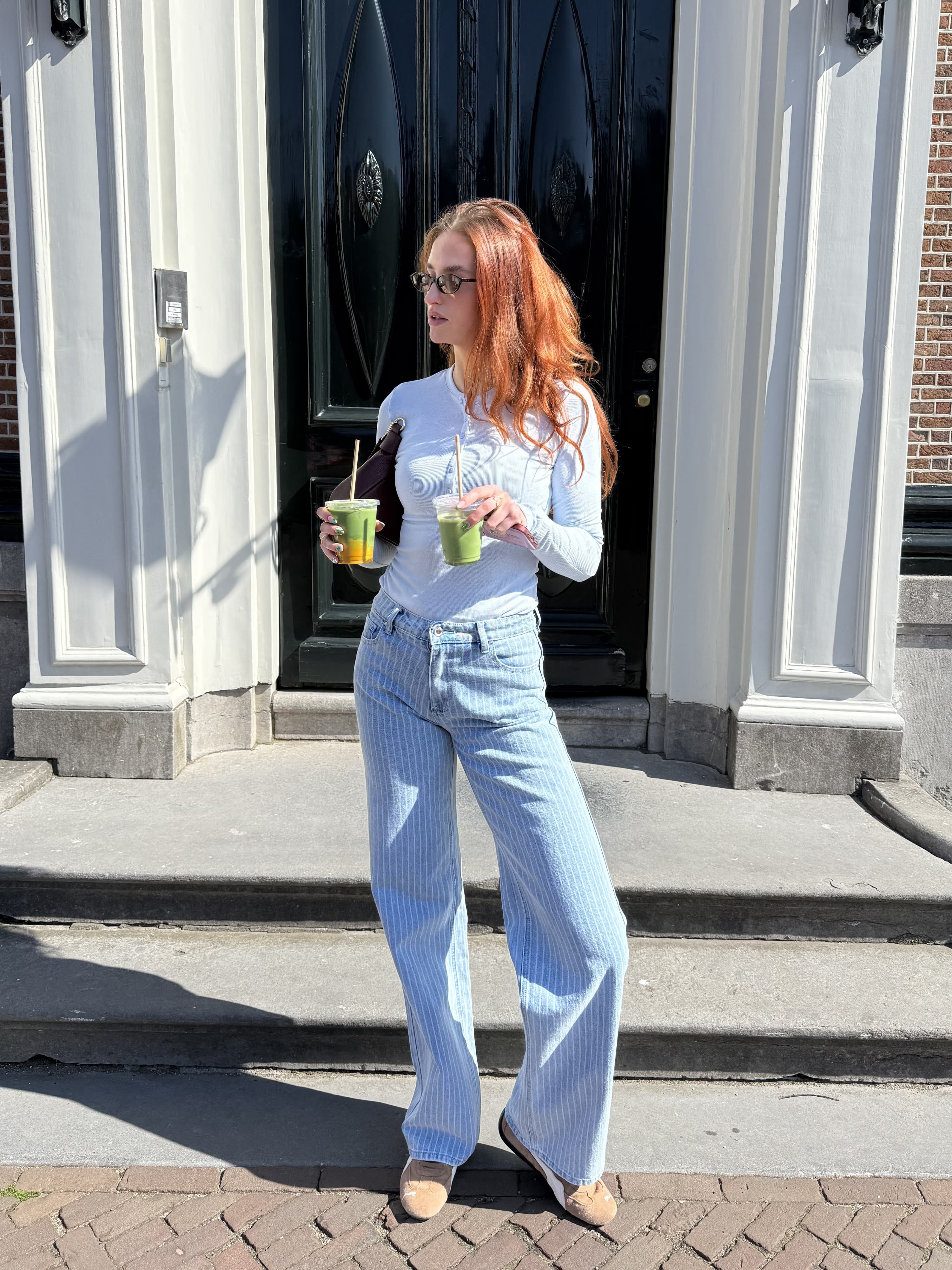 Cilia | Long sleeve top met knopen | Lichtblauw | Tall - Image 3