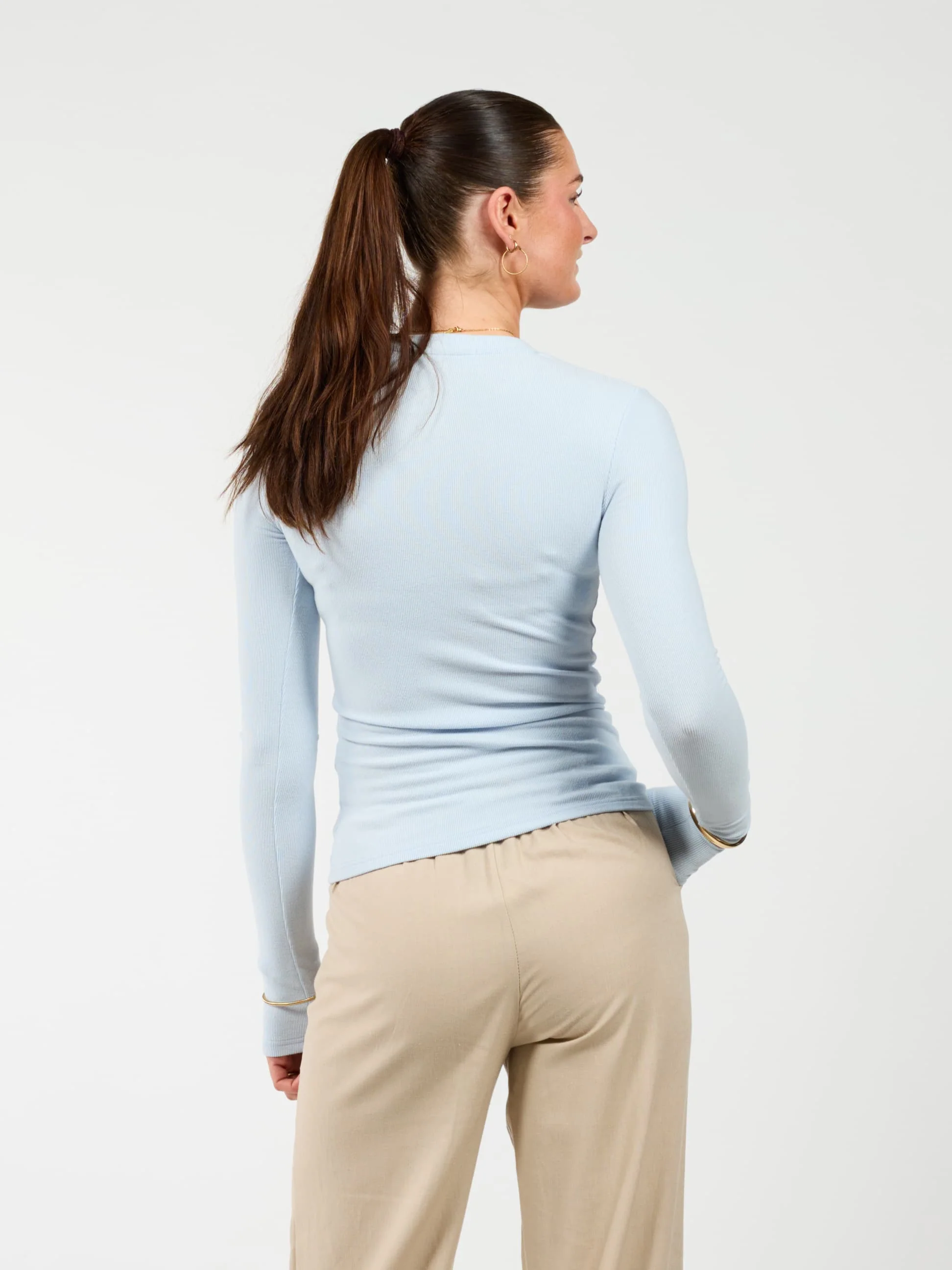 Cilia | Long sleeve top met knopen | Lichtblauw | Tall - Image 6