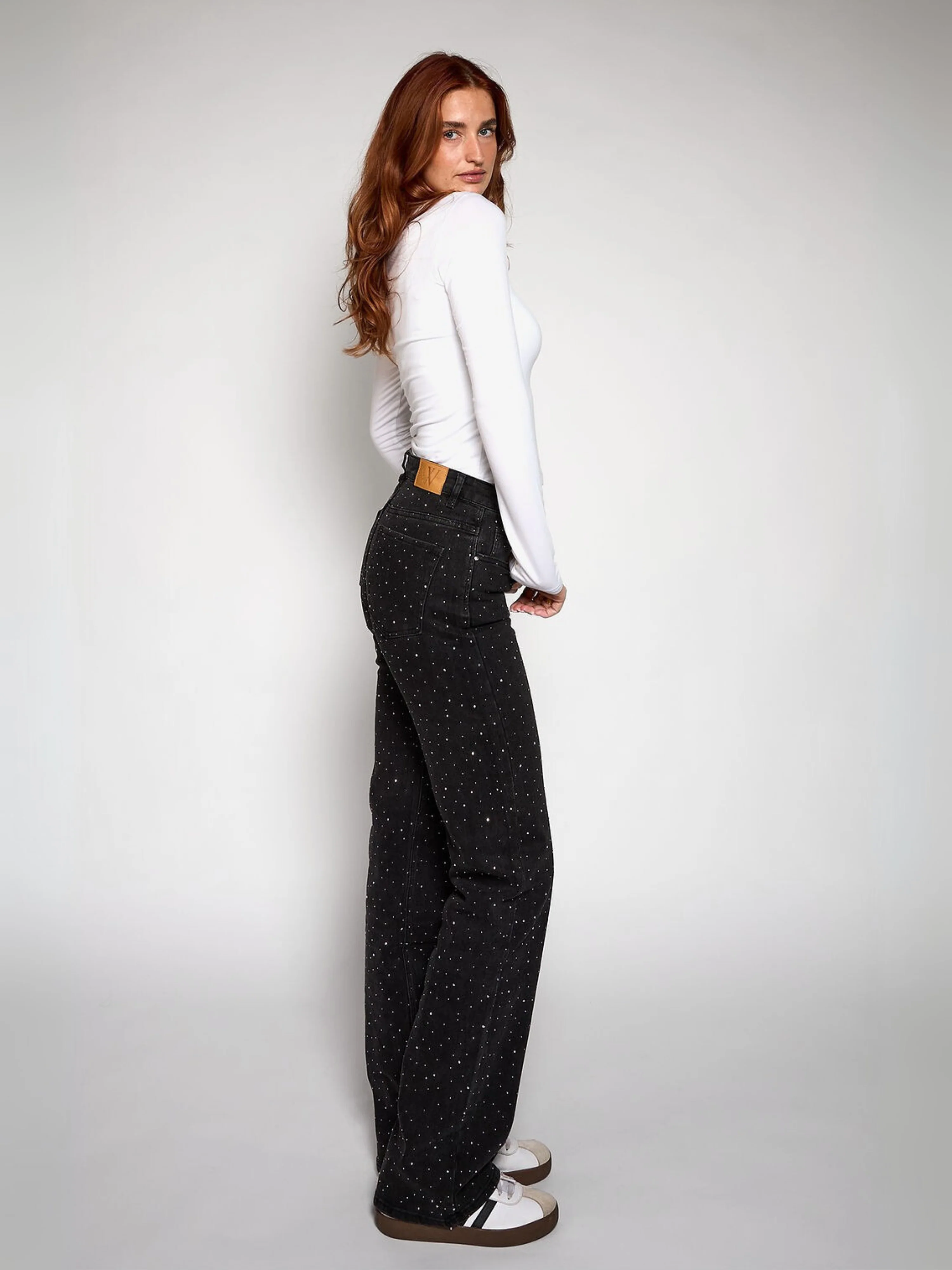 Diamond Wide Leg Jeans | Grey | Stretch | Tall - Image 5
