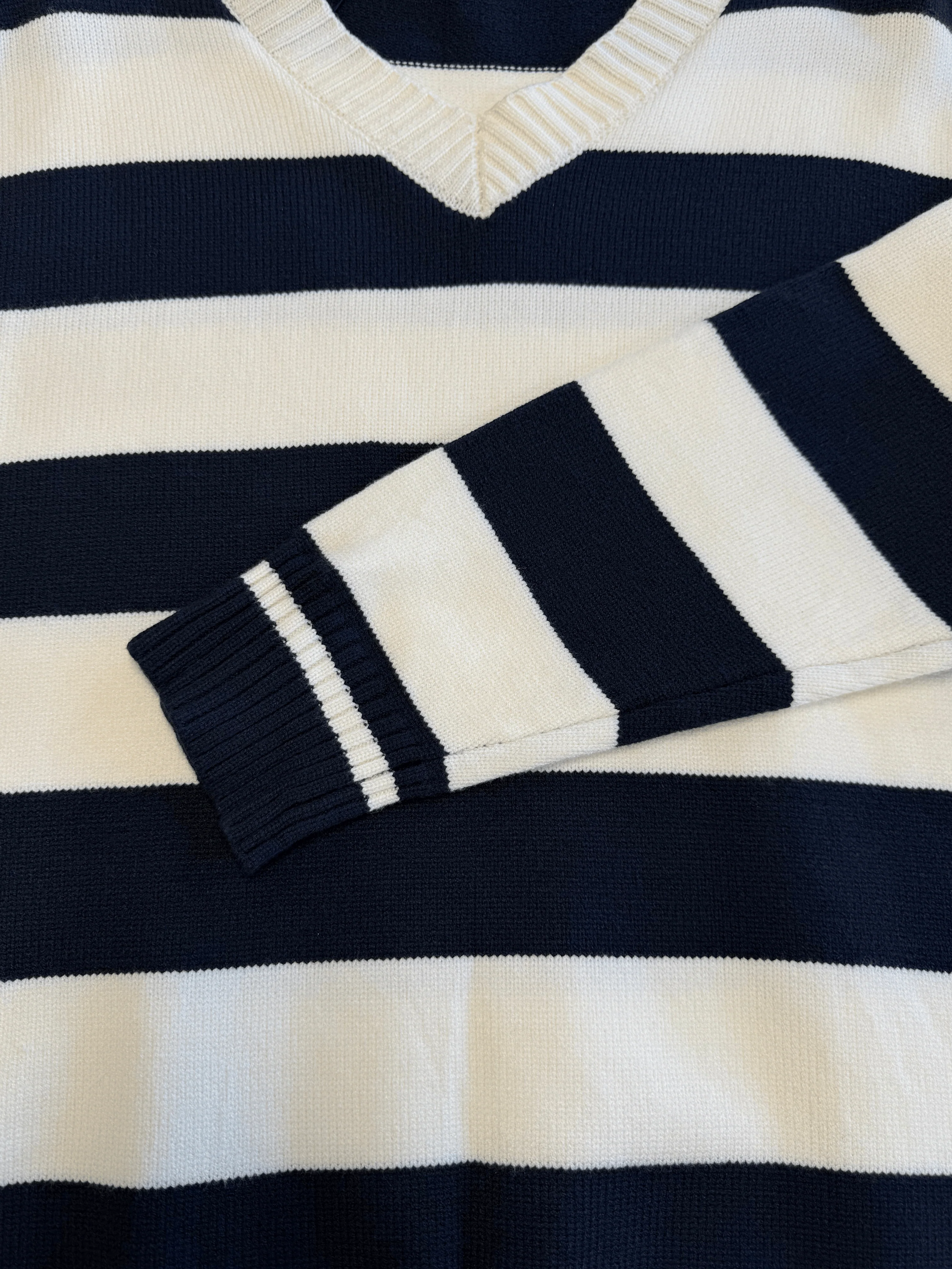 Ella | Gebreide trui | Navy gestreept | Tall - Image 8