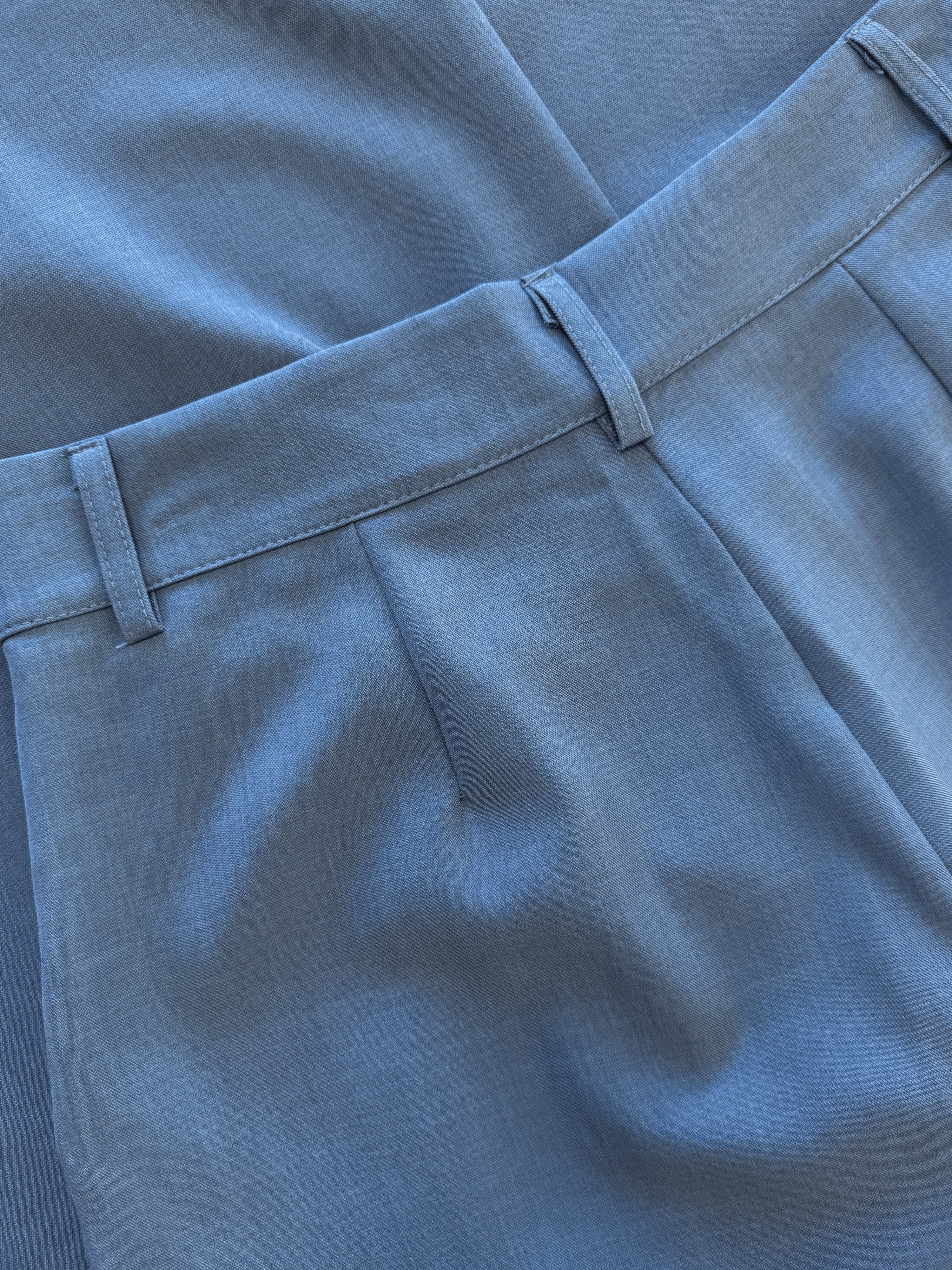 Ella | Wide leg pantalon met plooien | Denim blauw | Tall - Image 11