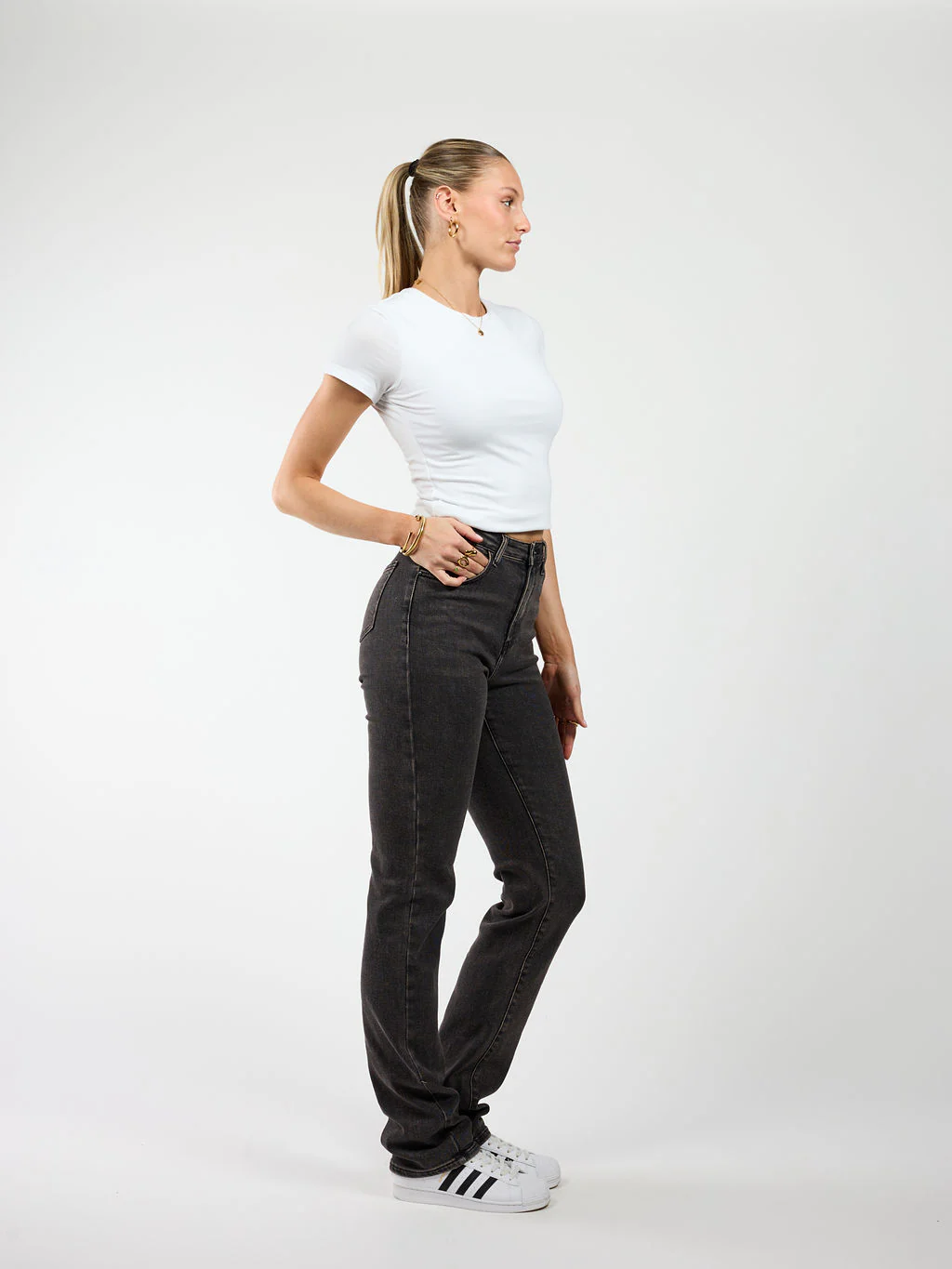 Grace Straight Leg Jeans | Dark grey | Stretch | Tall - Image 3