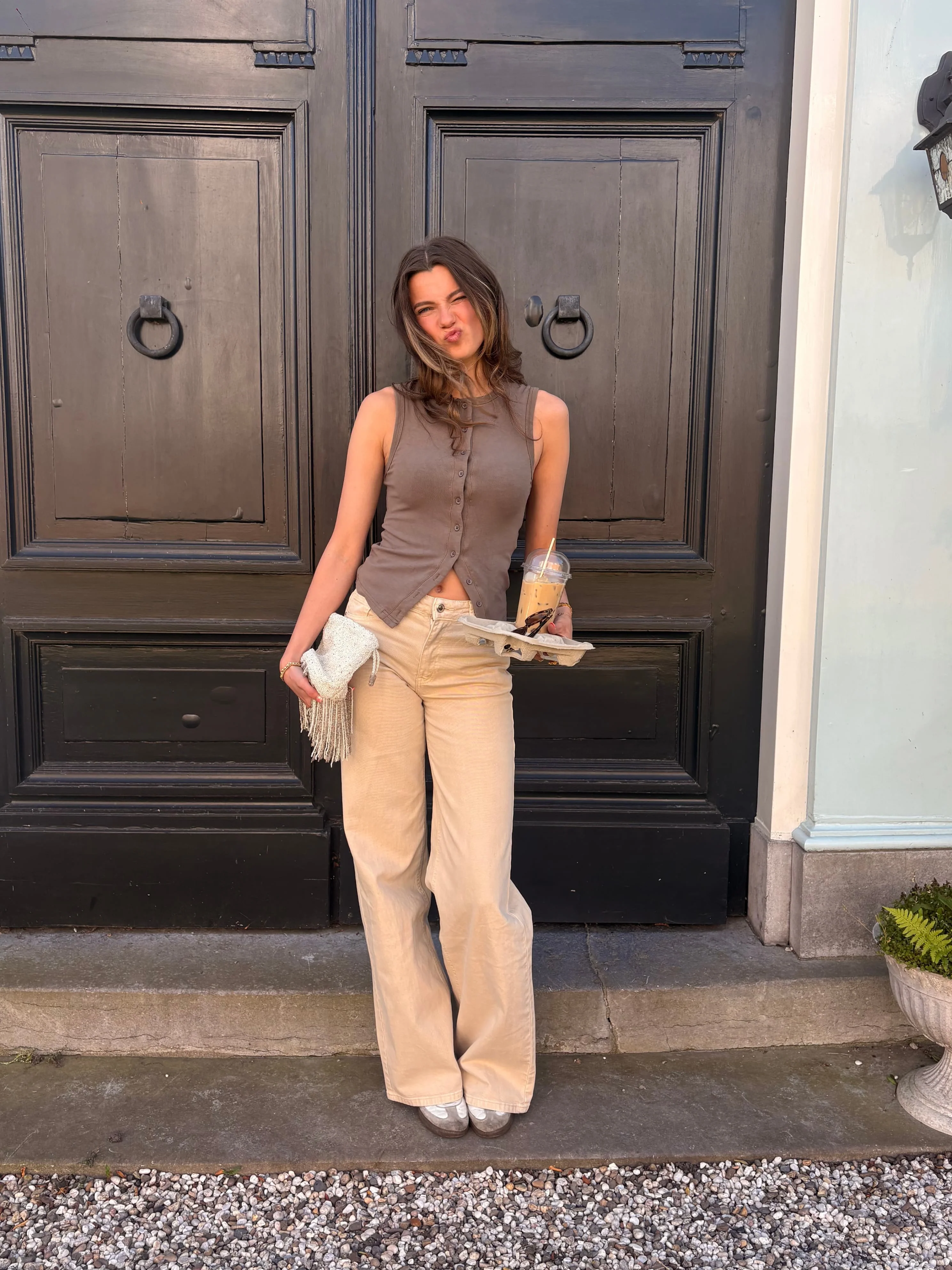 Mira | Super Wide Leg Jeans | Cappuccino | Stretch | Tall - Image 2
