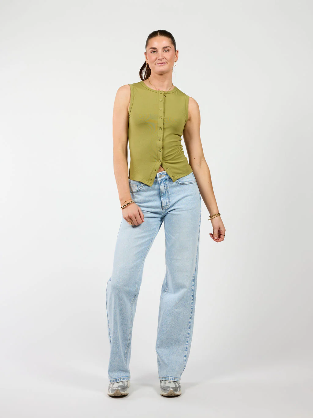 Hazel | Tanktop met knopen | Groen | Tall - Image 4