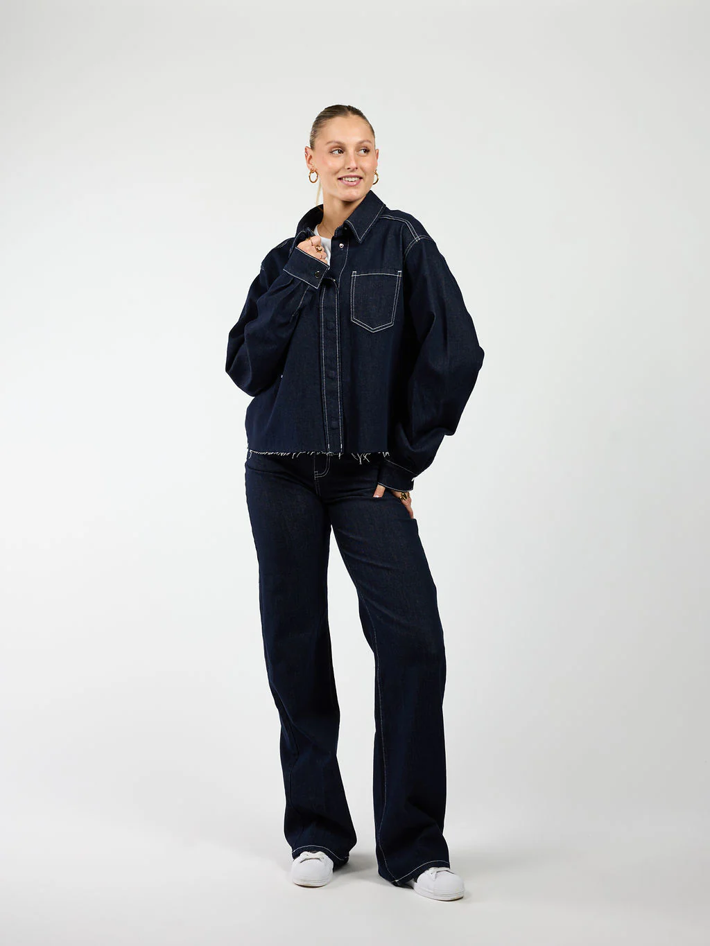 Indy | Co-ord | Denim jacket | Navy blauw | Stretch | Tall - Image 3