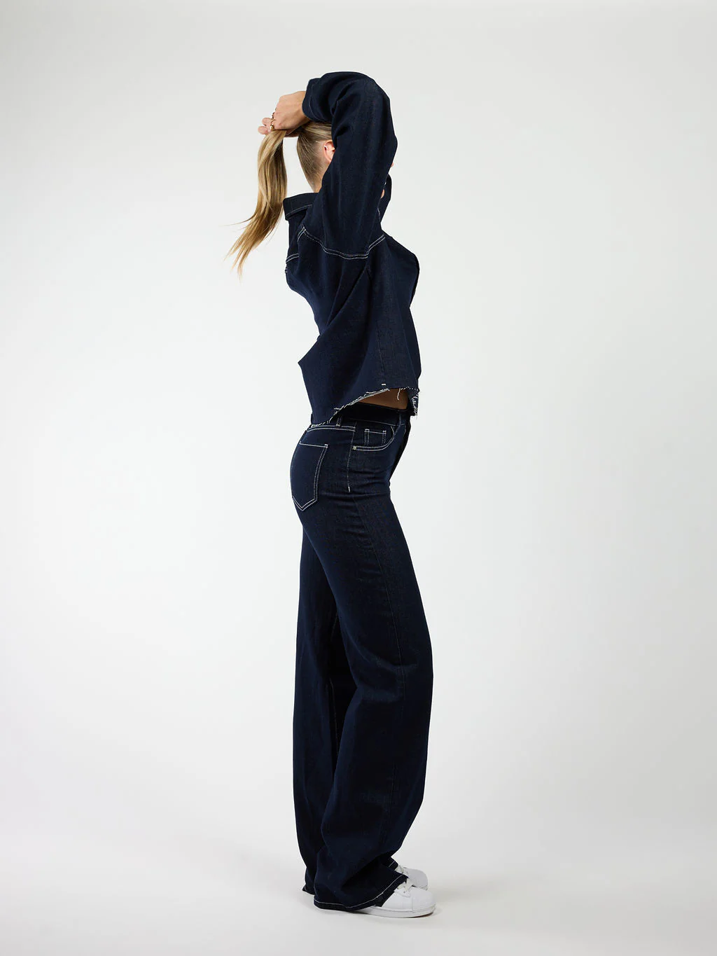 Indy | Co-ord | Denim jacket | Navy blauw | Stretch | Tall - Image 4