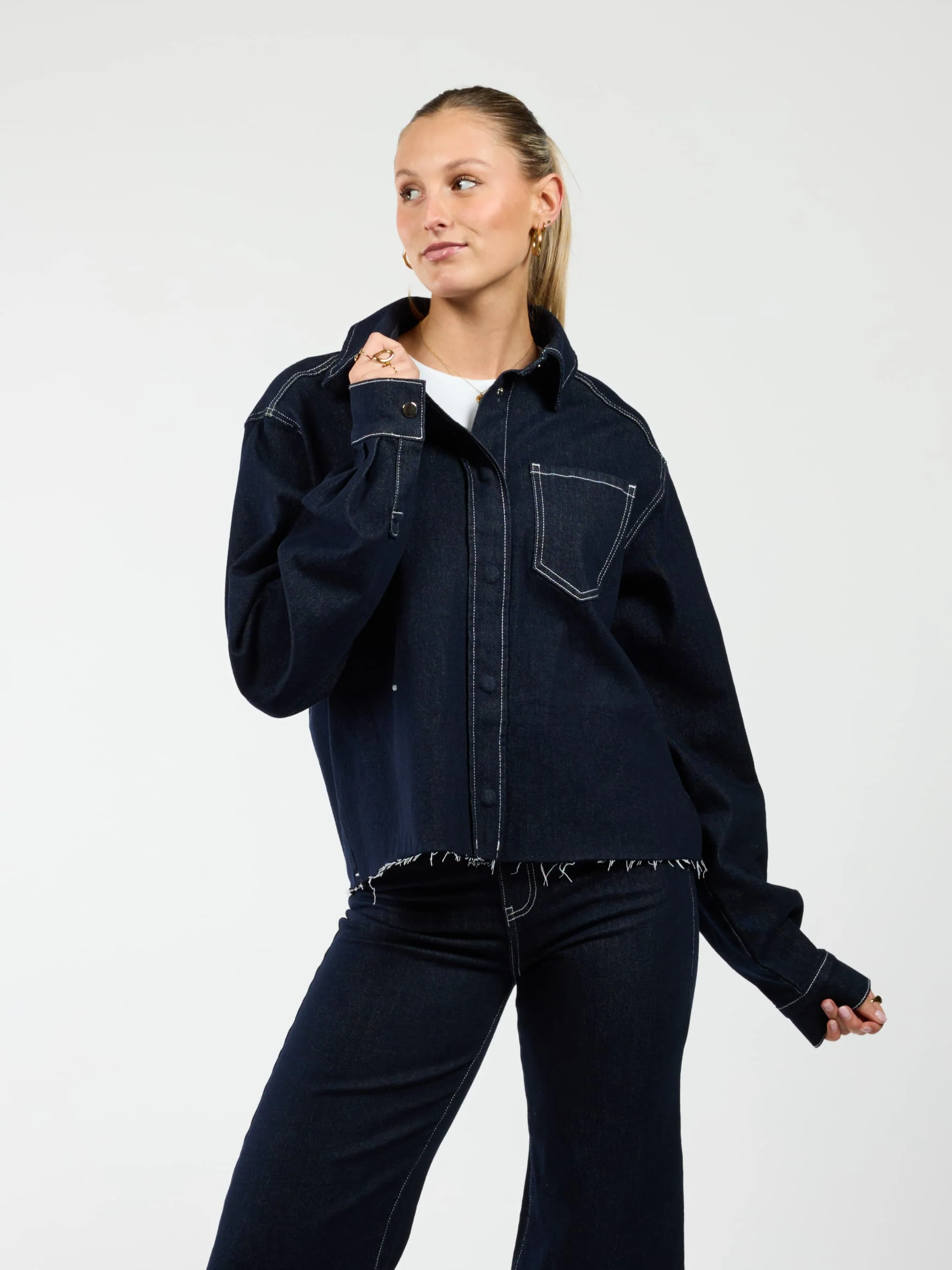Indy | Co-ord | Denim jacket | Navy blauw | Stretch | Tall - Image 6