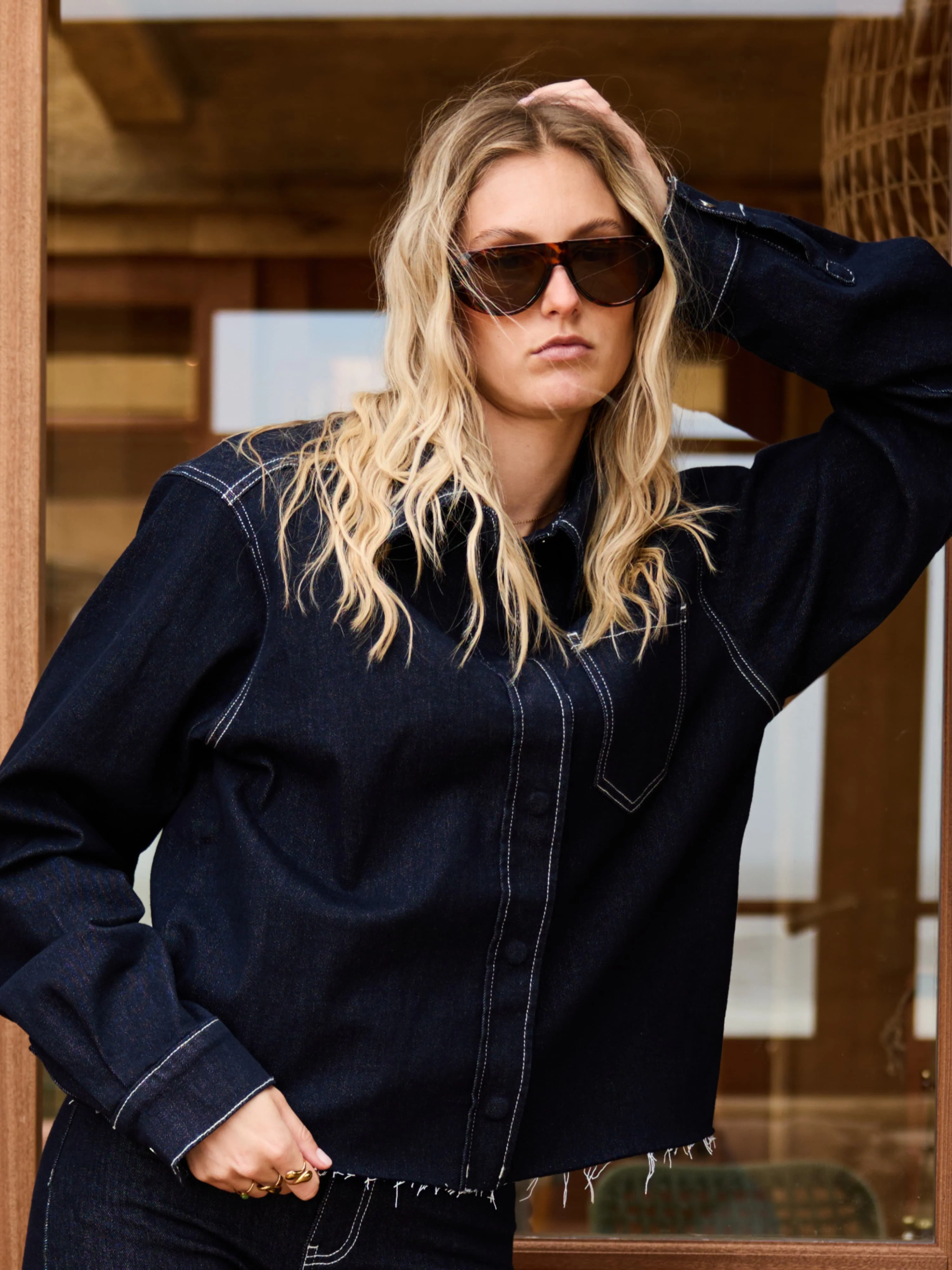 Indy | Co-ord | Denim jacket | Navy blauw | Stretch | Tall - Image 7
