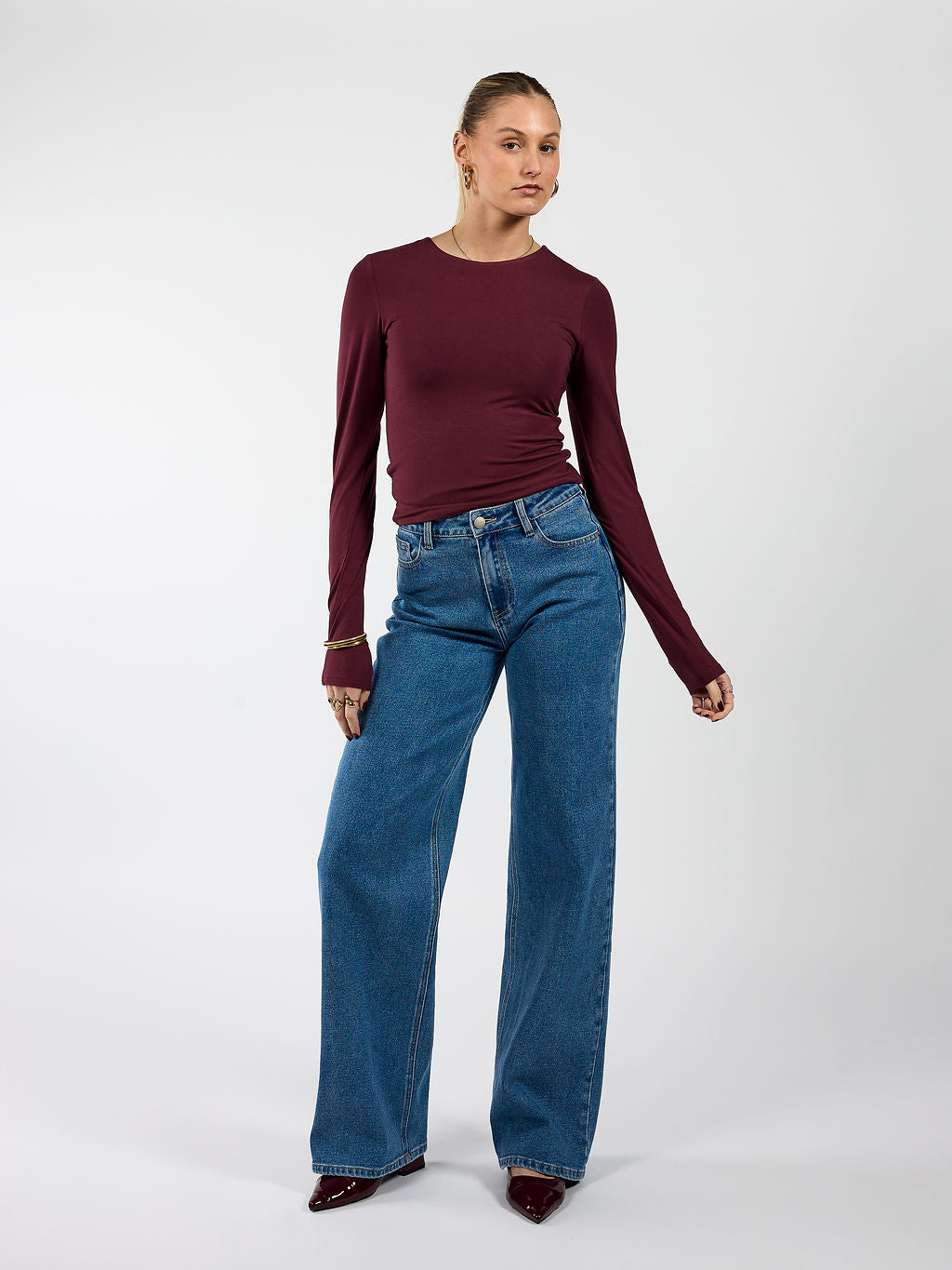 Indy | Mid Waist Wide Leg Jeans | Blauw | Stretch | Tall - Image 3