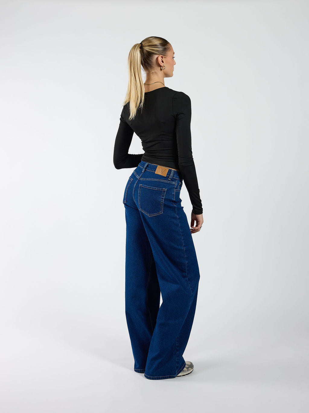 Indy | Mid Waist Wide Leg Jeans | Dark blue | Stretch | Tall - Image 7
