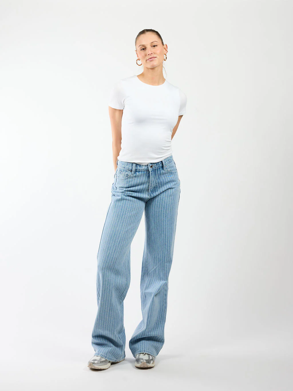 Indy | Mid Waist Wide Leg Jeans | Met krijtstreep | Stretch | Tall - Image 3