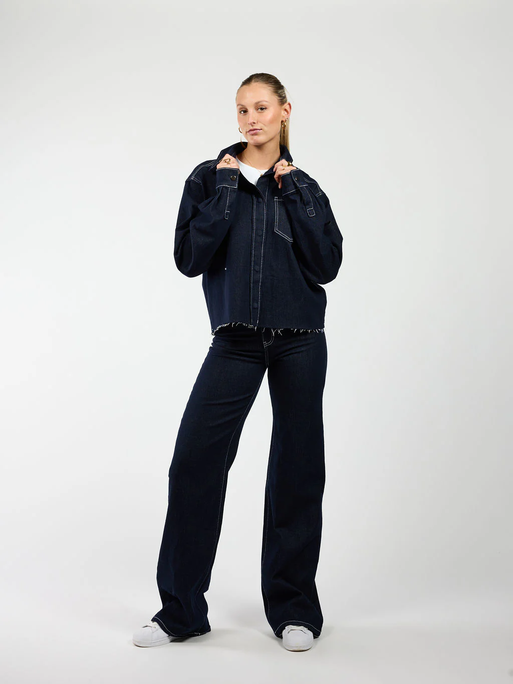 Indy | Mid Waist Wide Leg Jeans | Navy blauw | Stretch | Tall - Image 4