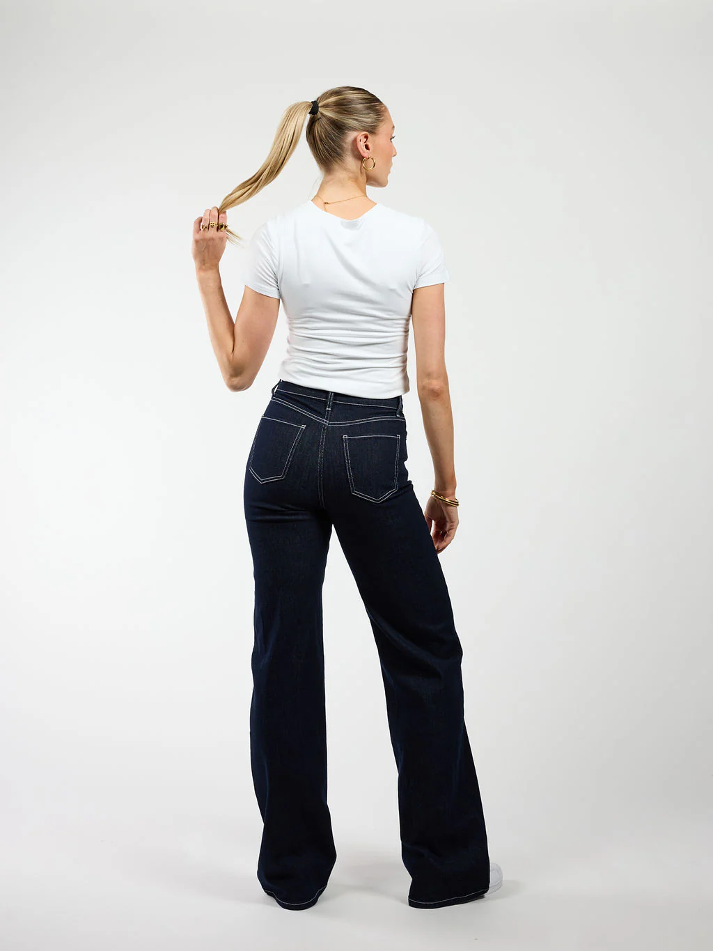 Indy | Mid Waist Wide Leg Jeans | Navy blauw | Stretch | Tall - Image 7