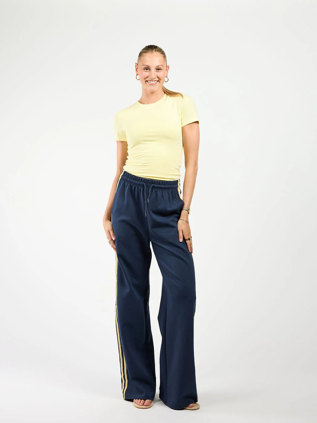 Izzy pants | Navy met gele streep | Tall - Image 4