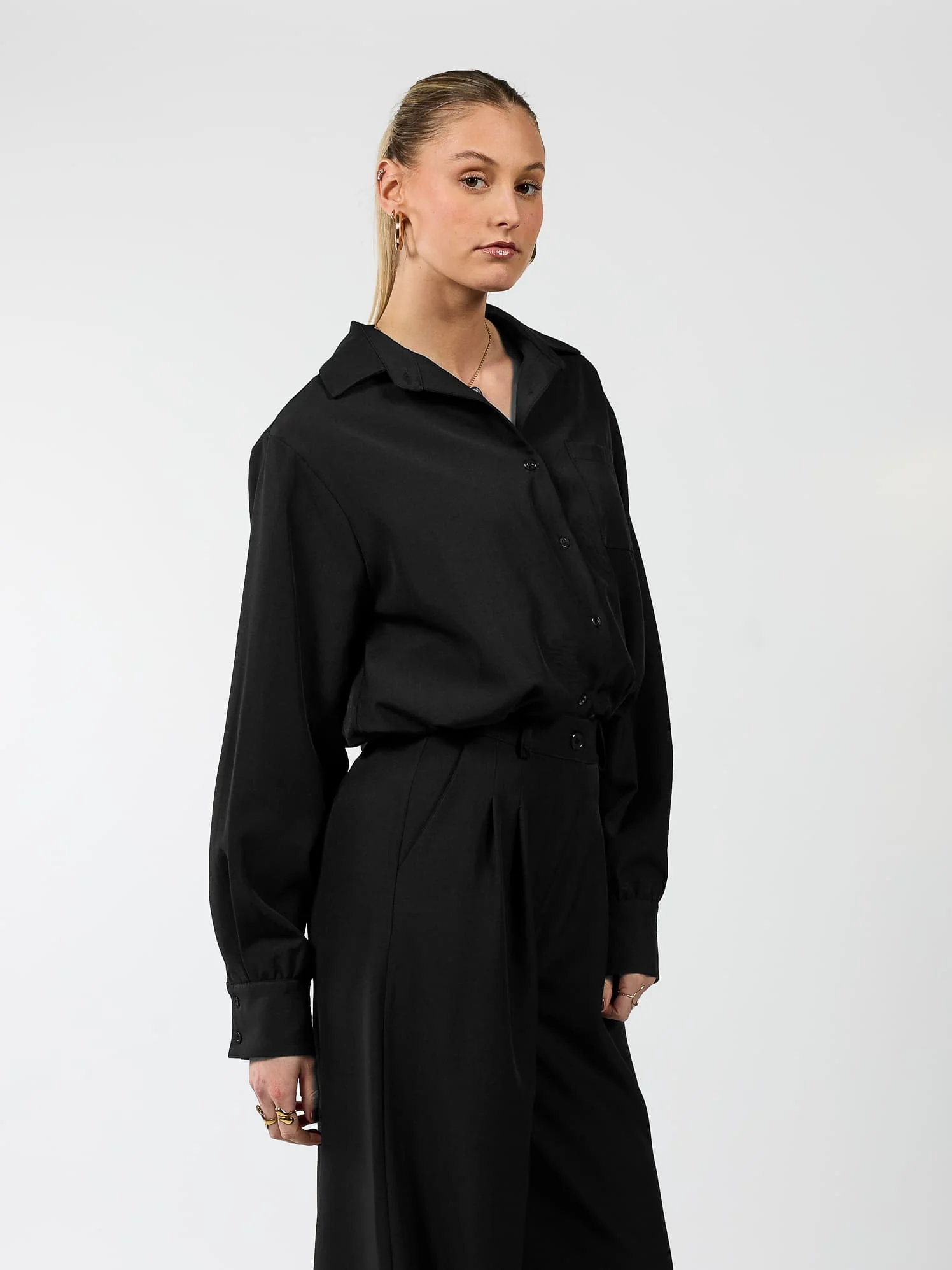 Jip | Cropped blouse | Zwart | Tall