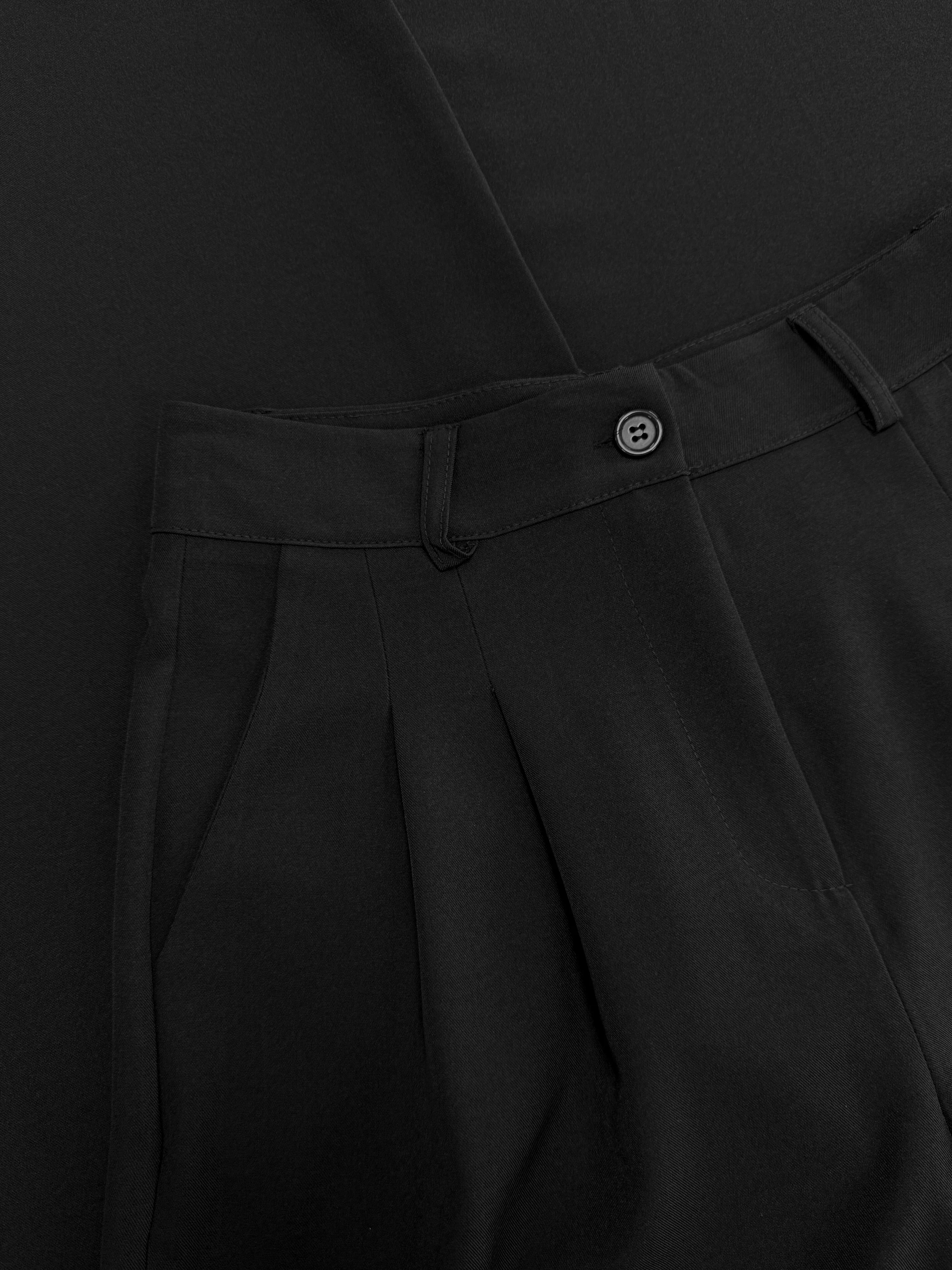 Jip | Wide leg pantalon met plooien | Zwart | Tall - Image 5