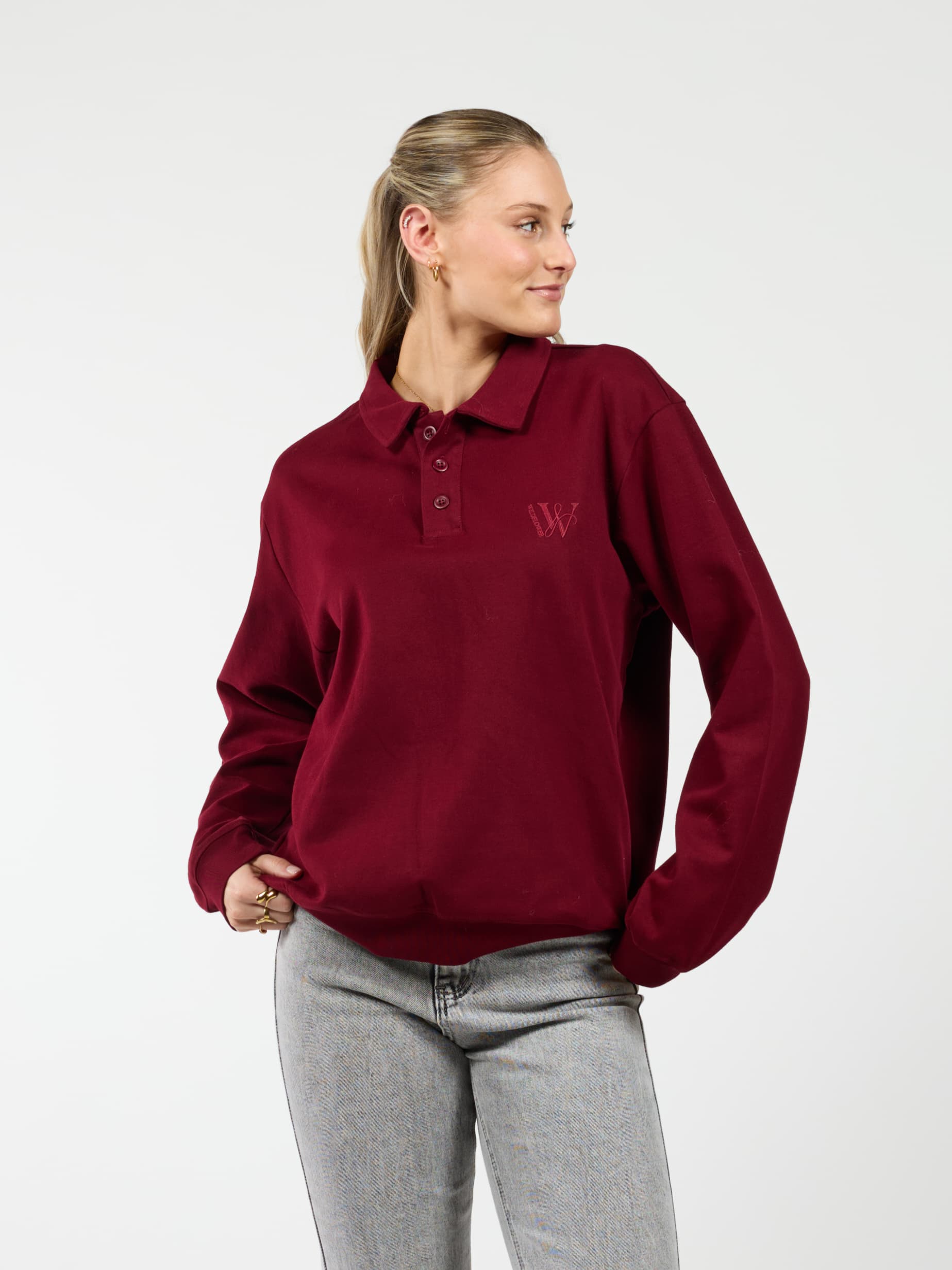 June | Sweater met polokraag | Bordeaux | Tall