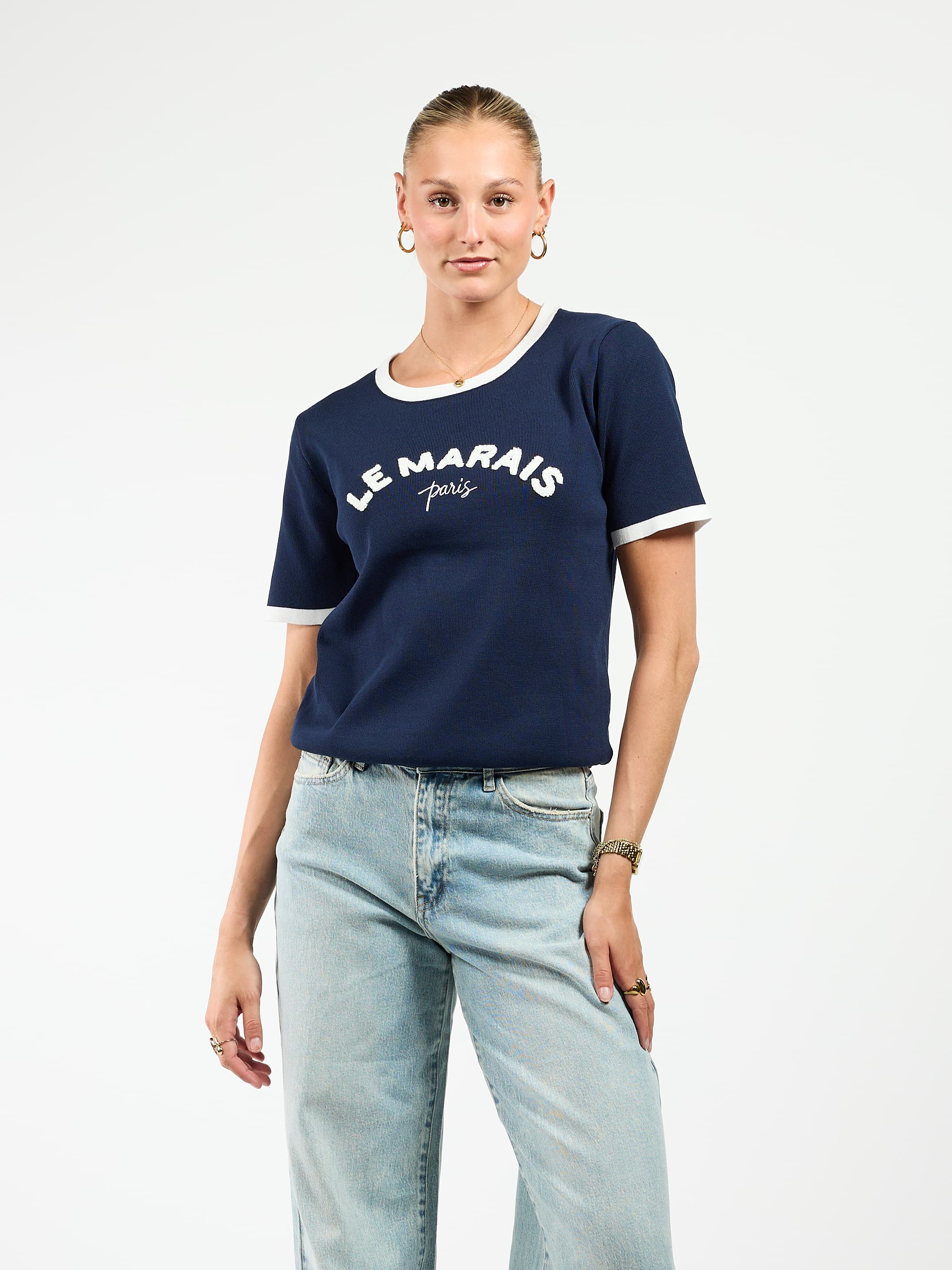 Le Marais top | Navy met wit | Tall - Image 2
