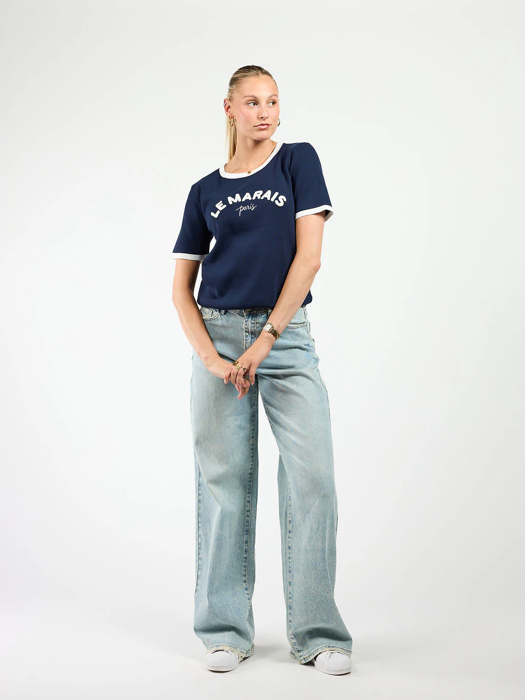 Le Marais top | Navy met wit | Tall - Image 5