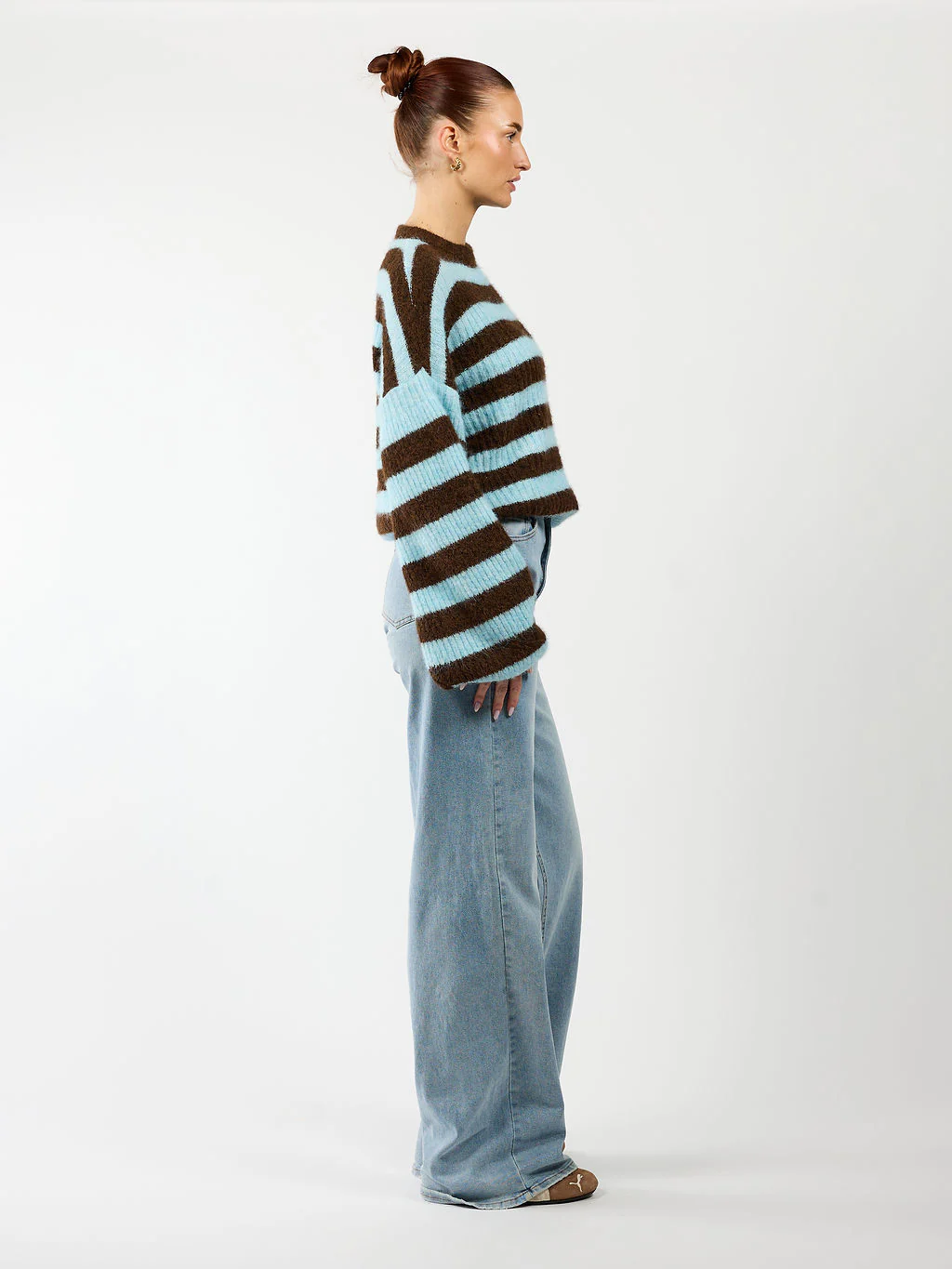 Leah Knit | Gestreept blauw bruin | Tall - Image 4
