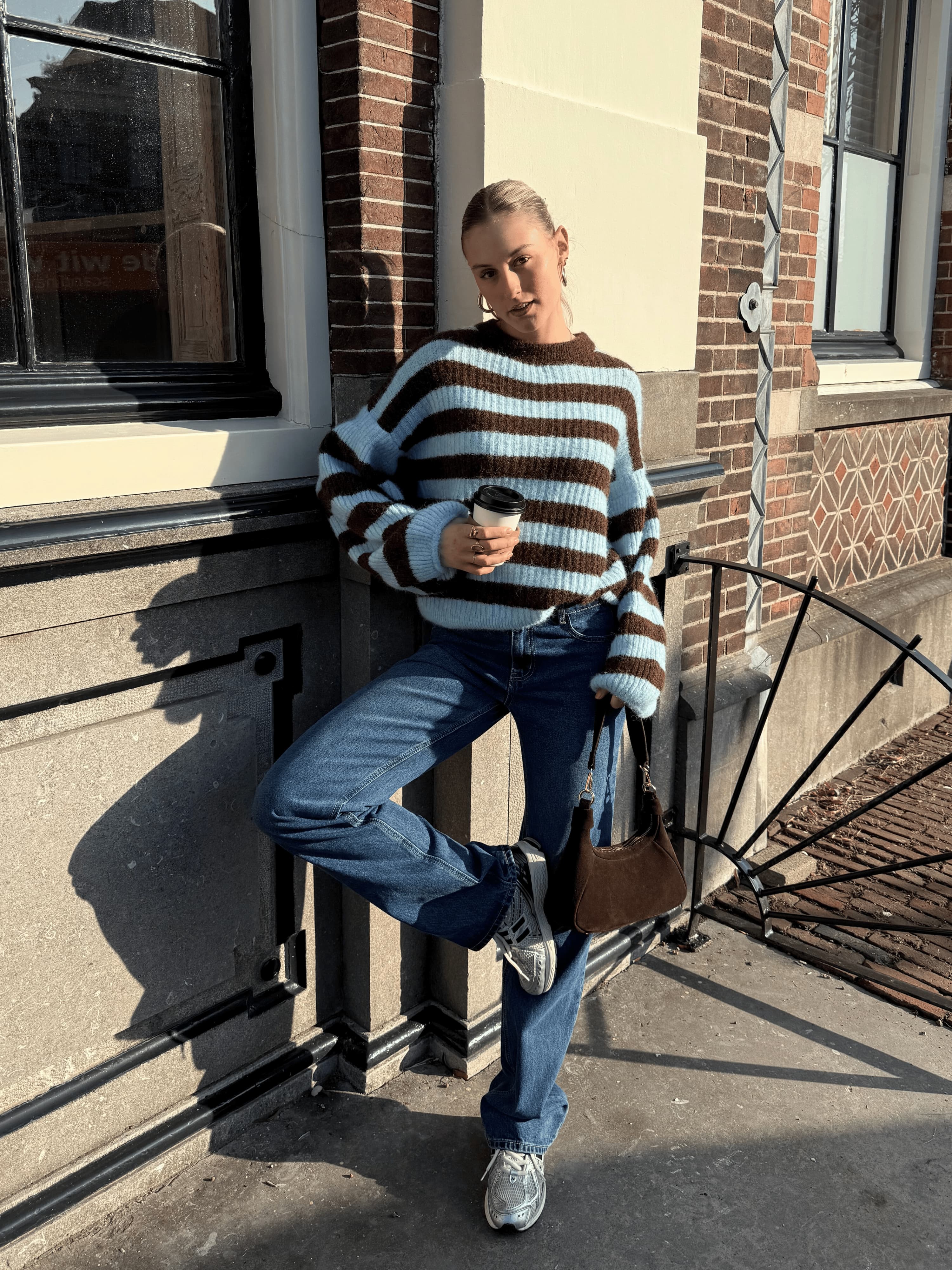 Leah Knit | Gestreept blauw bruin | Tall - Image 7