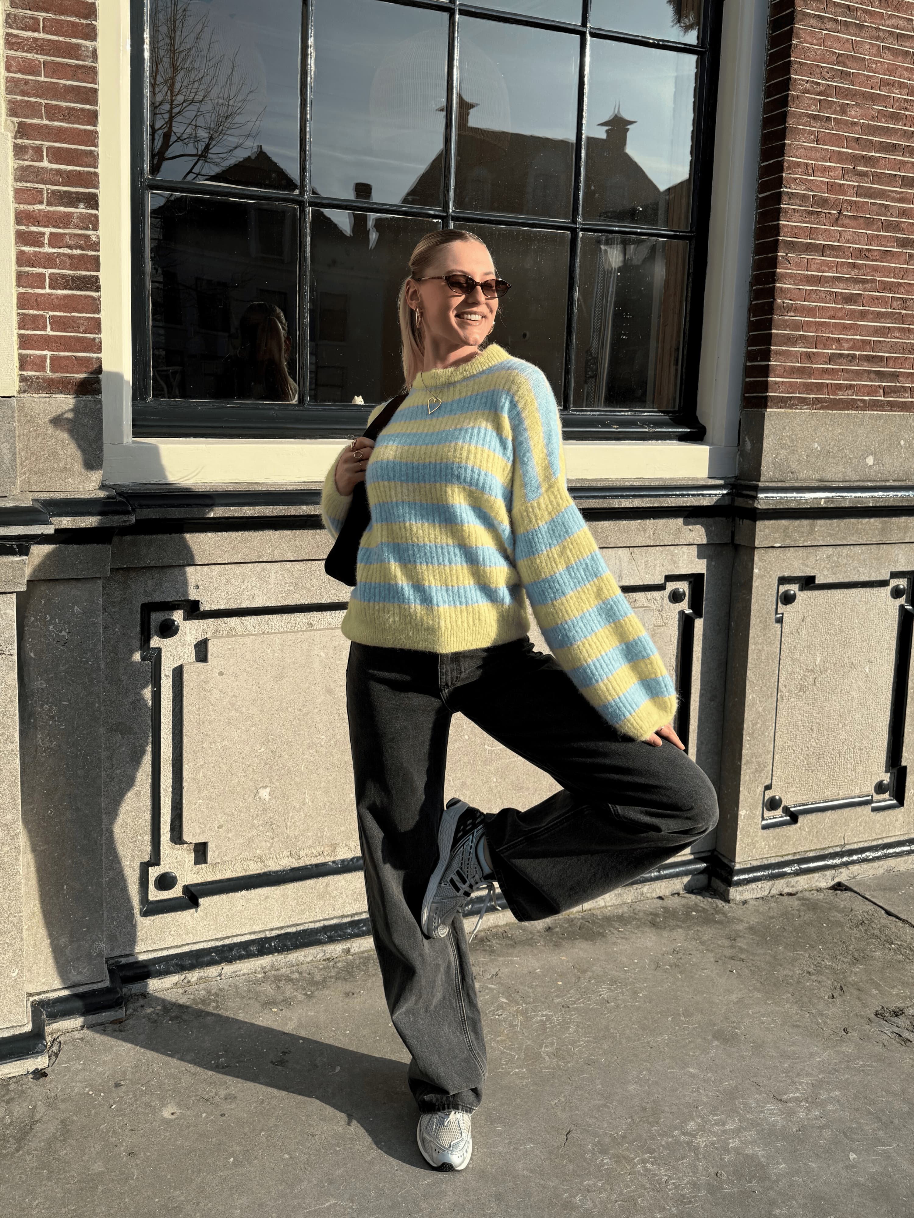 Leah Knit | Gestreept blauw geel | Tall - Image 2