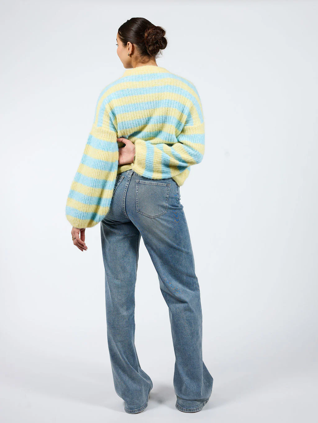 Leah Knit | Gestreept blauw geel | Tall - Image 6
