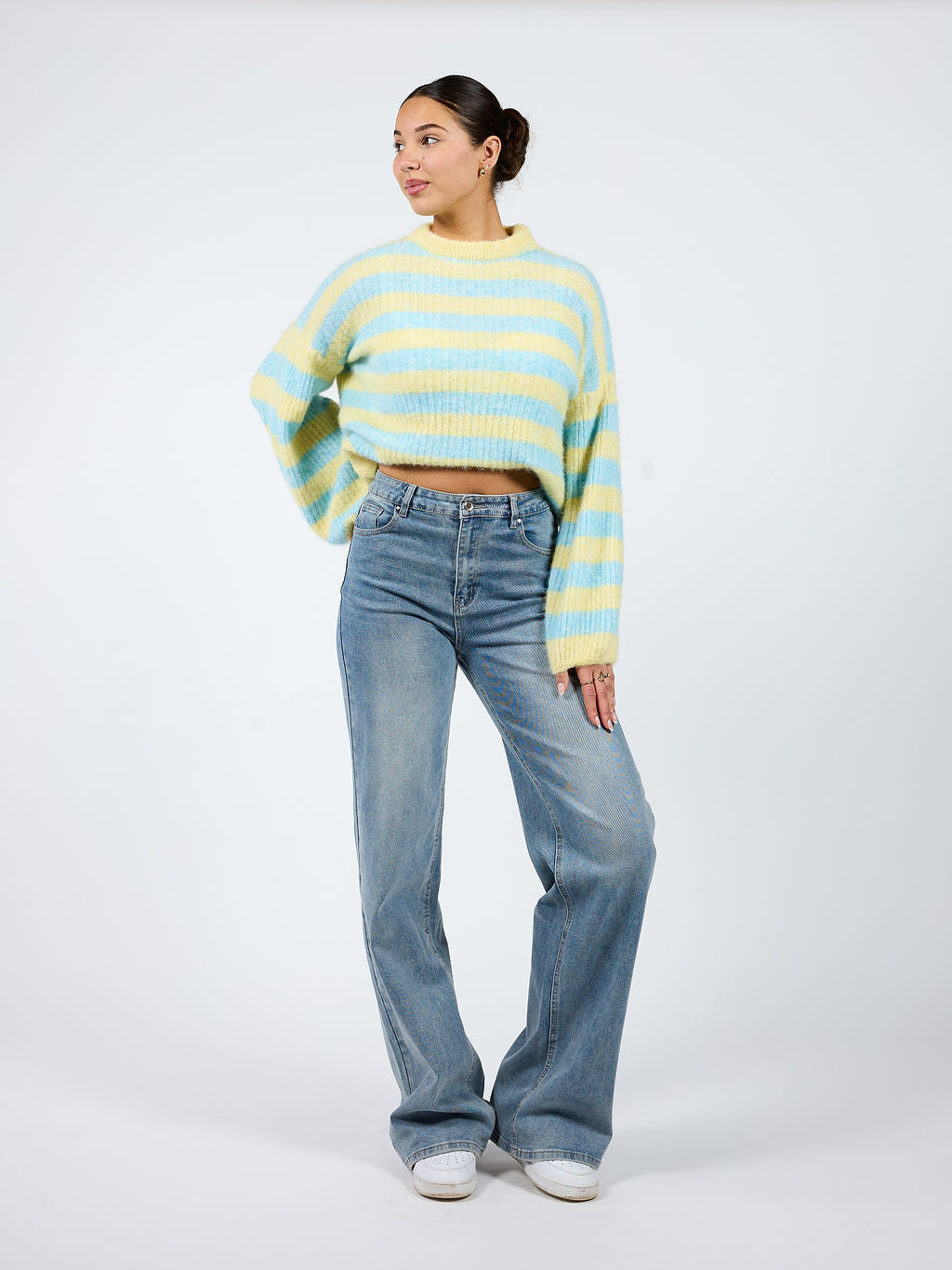 Leah Knit | Gestreept blauw geel | Tall - Image 7