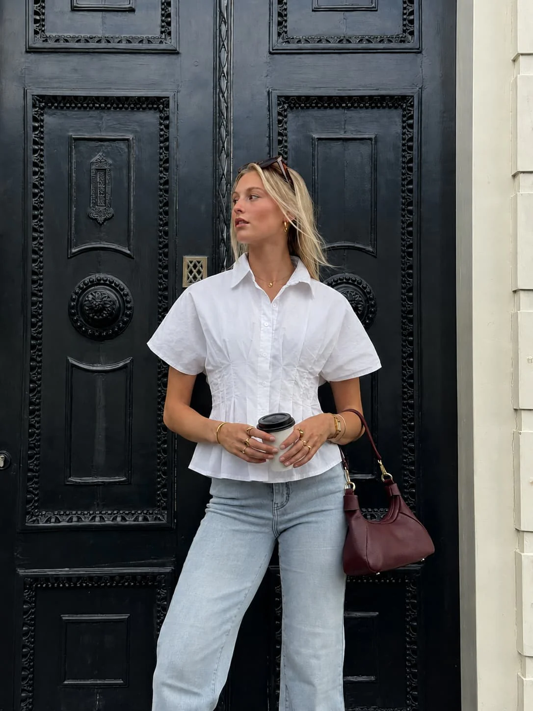 Leela getailleerde blouse | Wit | Tall - Image 2