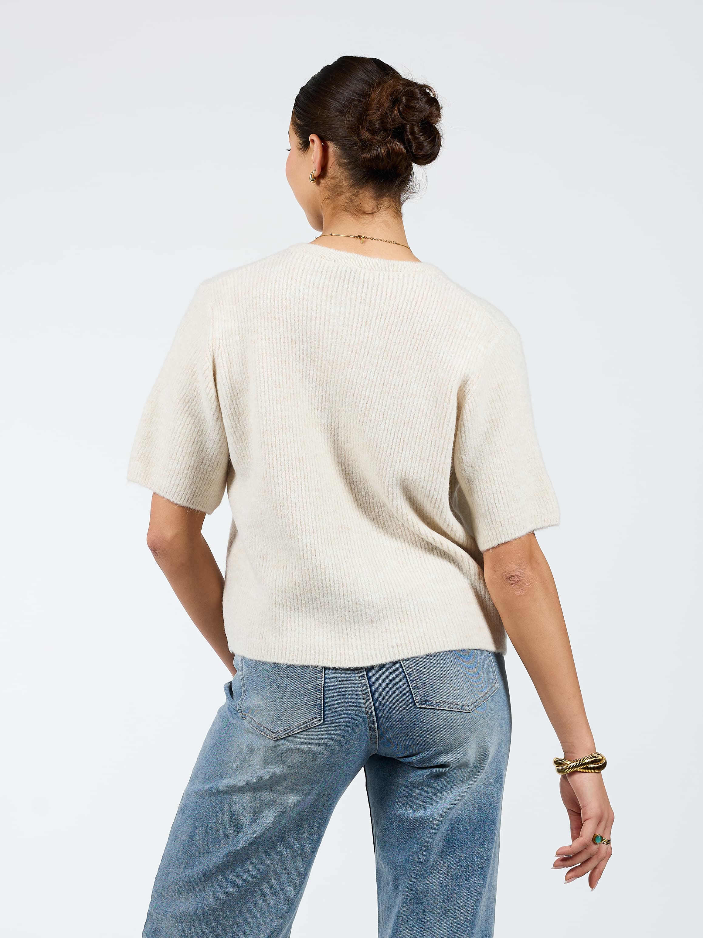 Lena Gebreid Vest met Knoopjes | Cream | Tall - Image 6