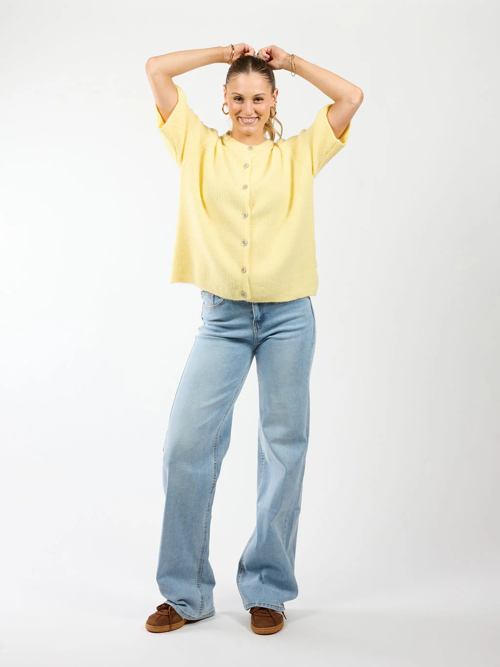 Lena Gebreid Vest met Knoopjes | Geel | Tall - Image 7