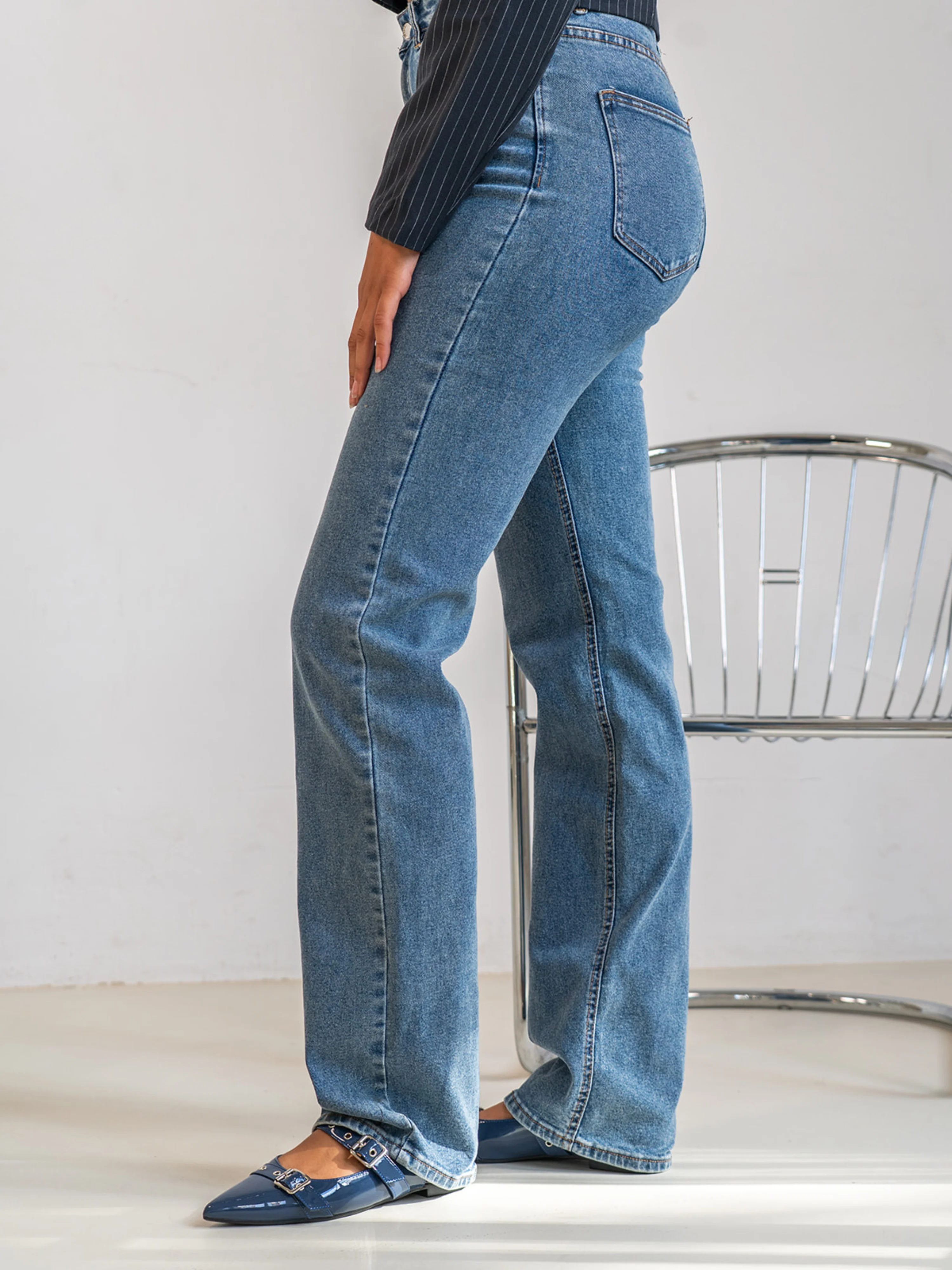 Livia Straight Leg Jeans | Blue | Stretch | Tall - Image 7