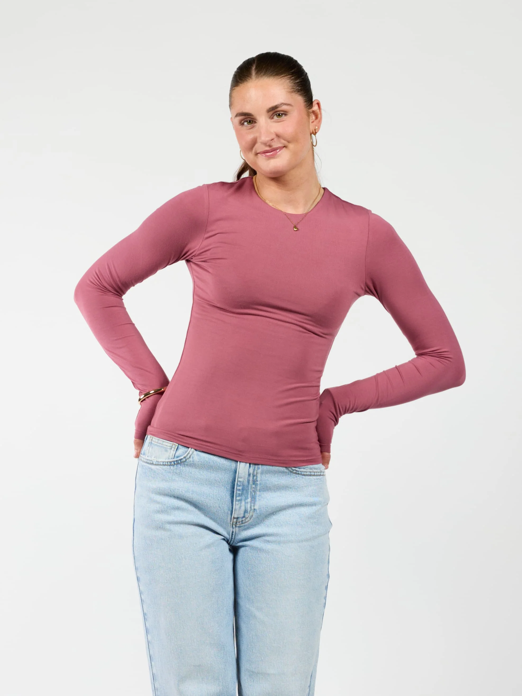 Liza long sleeve top | Mauve pink | Tall - Image 9