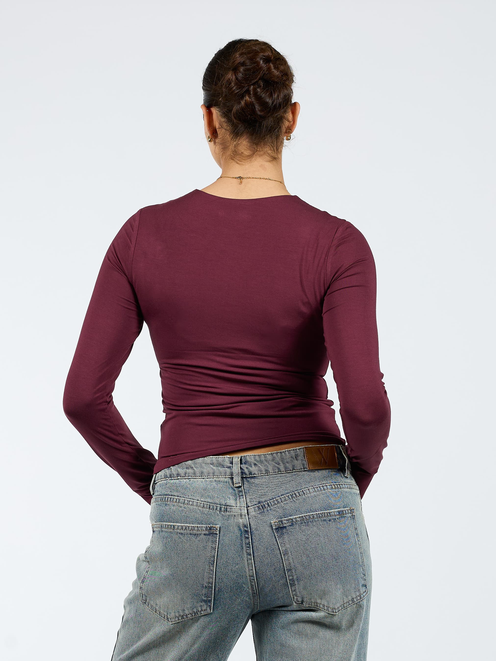Liza long sleeve top | Bordeaux | Tall - Image 4