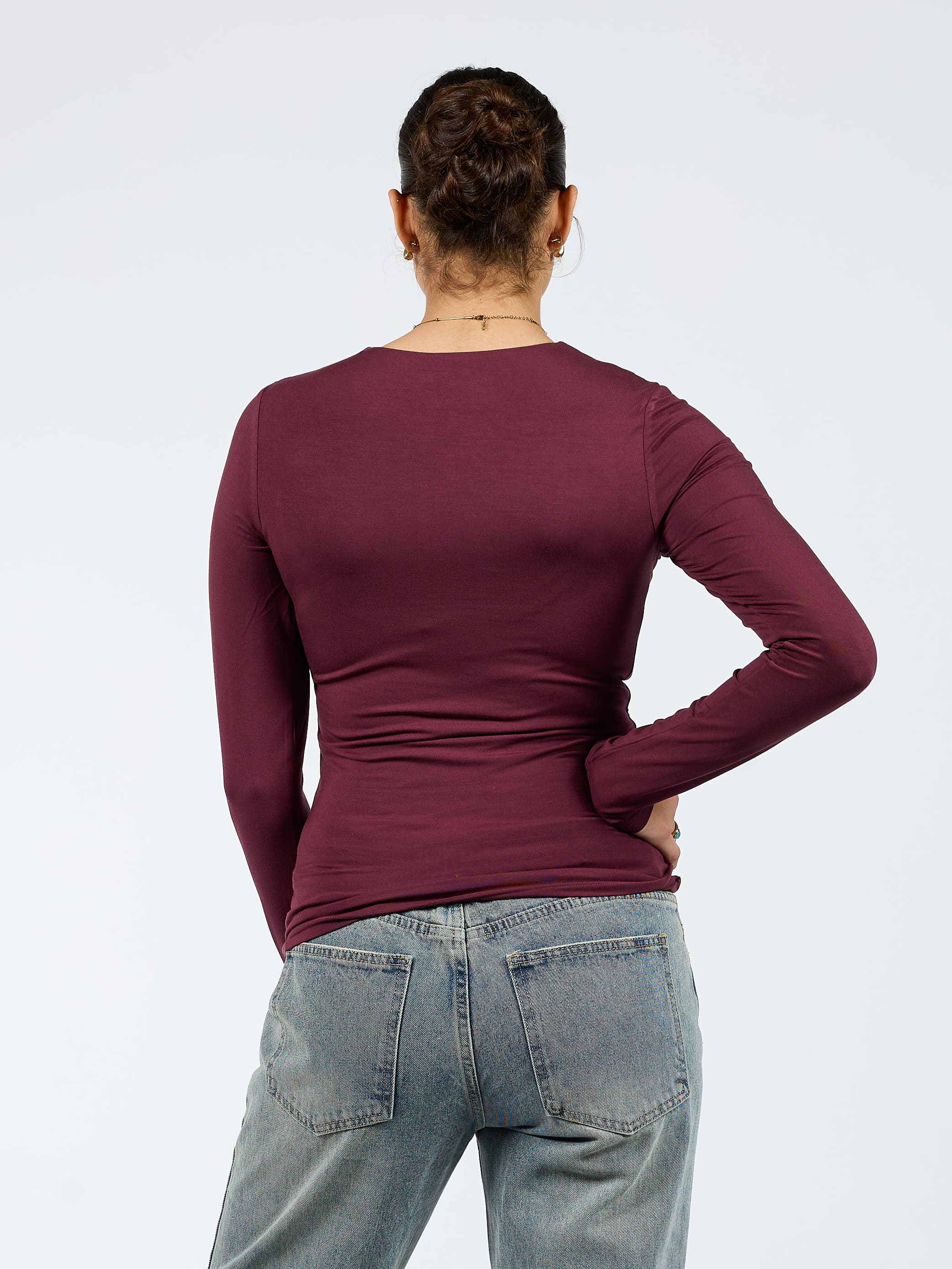 Liza long sleeve top | Bordeaux | Tall - Image 7