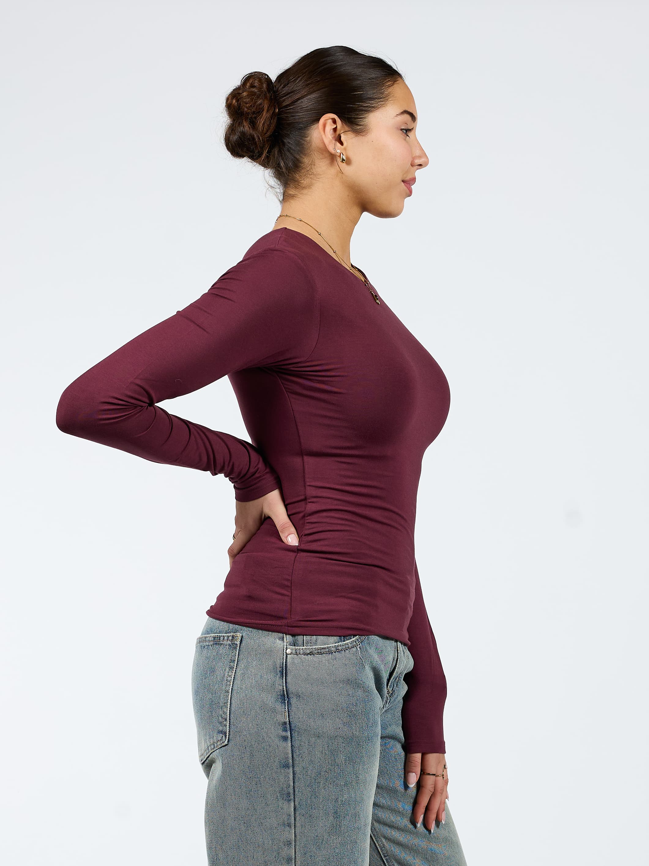 Liza long sleeve top | Bordeaux | Tall - Image 8