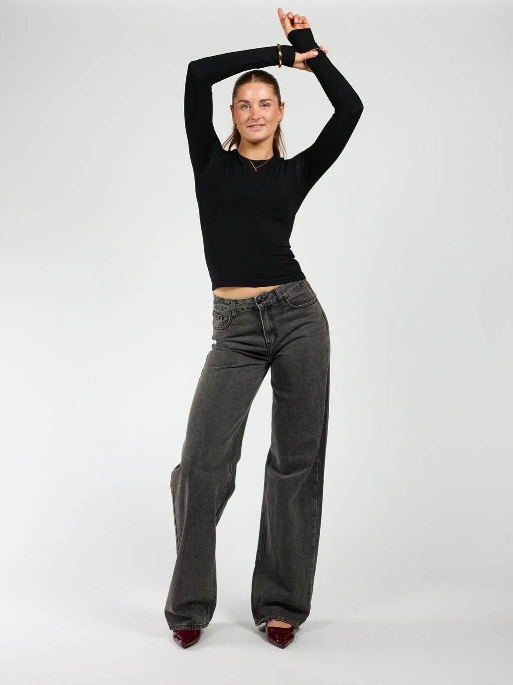 Liza long sleeve top | Zwart | Tall - Image 3
