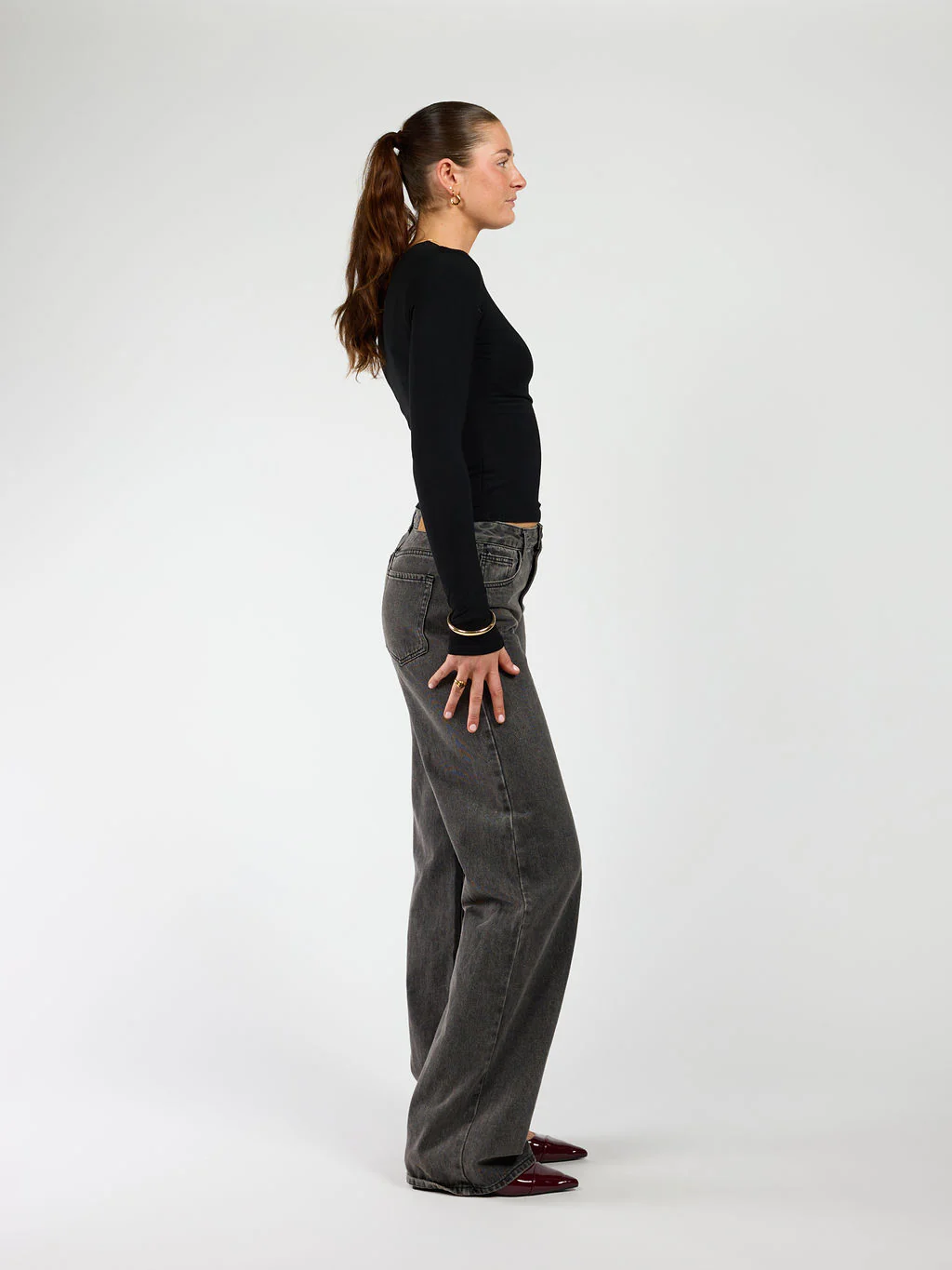 Liza long sleeve top | Zwart | Tall - Image 4