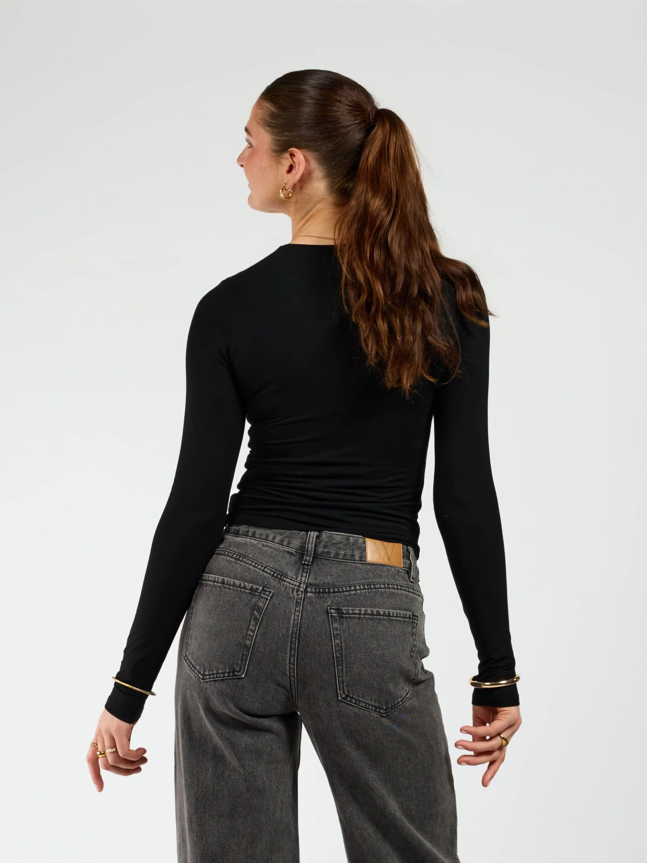 Liza long sleeve top | Zwart | Tall - Image 5