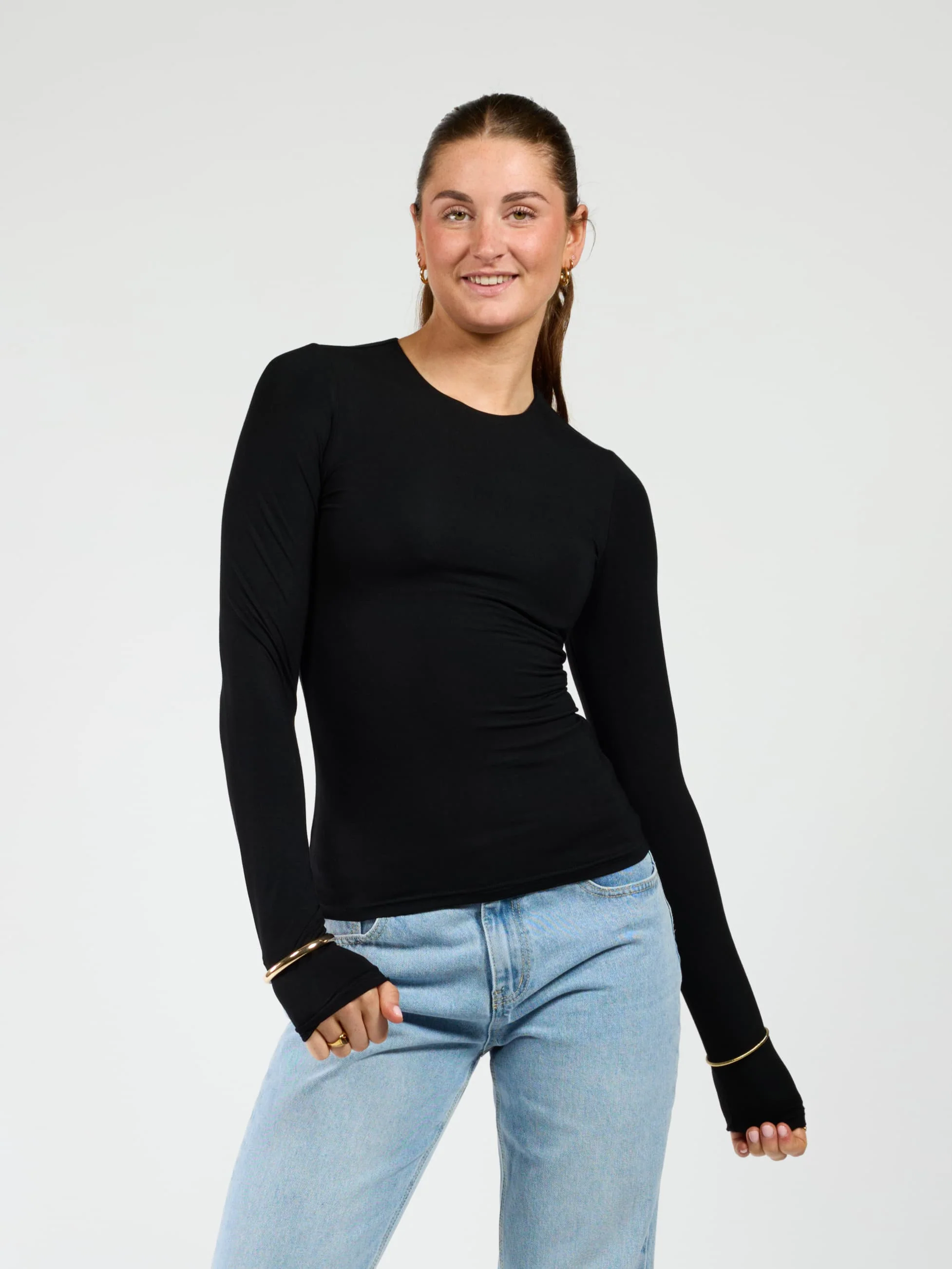 Liza long sleeve top | Zwart | Tall - Image 6
