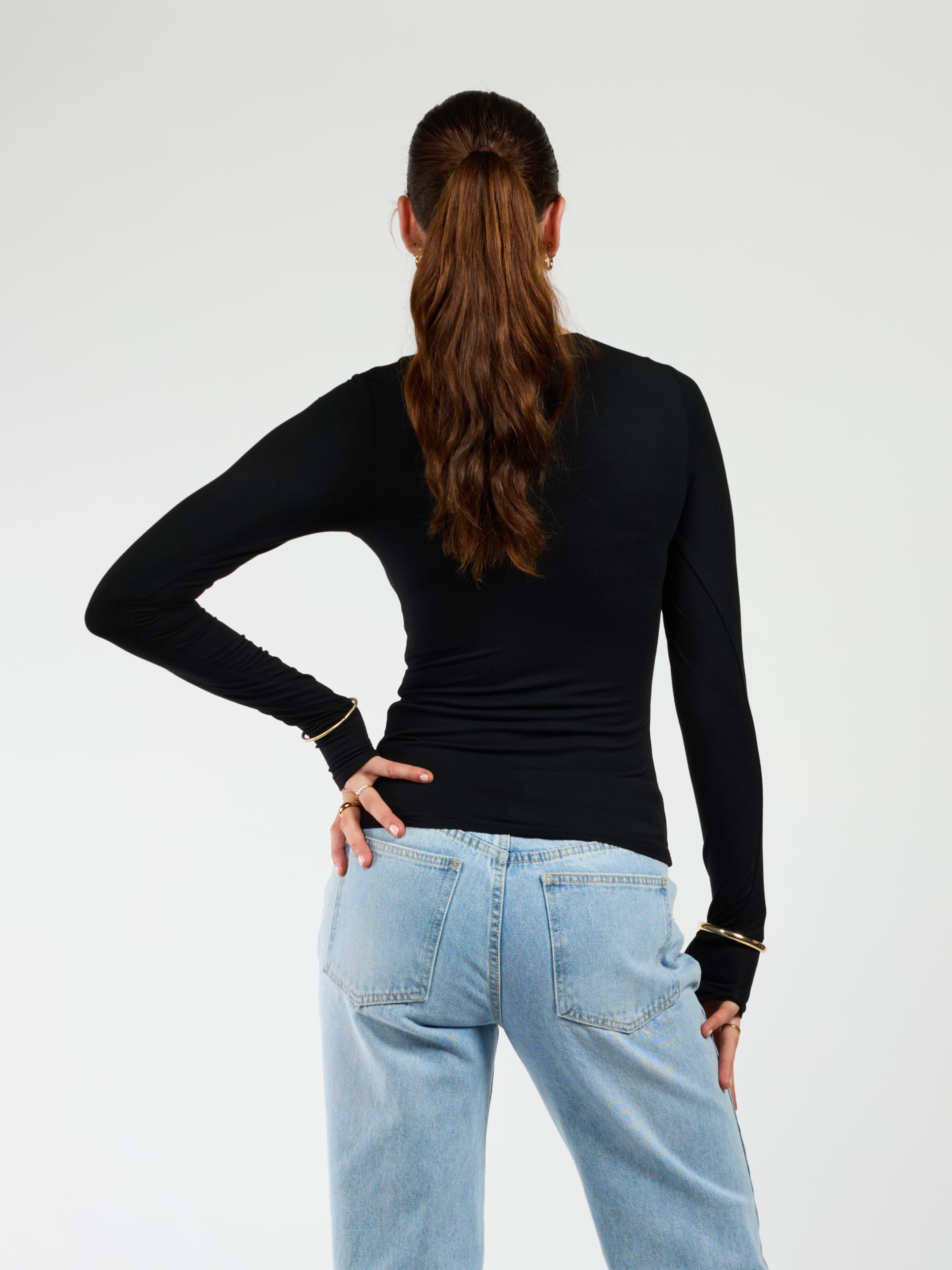 Liza long sleeve top | Zwart | Tall - Image 8