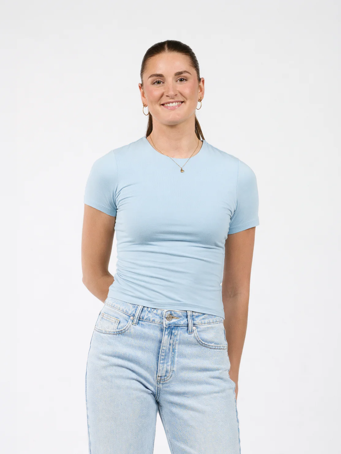 Liza short sleeve top | Lichtblauw | Tall