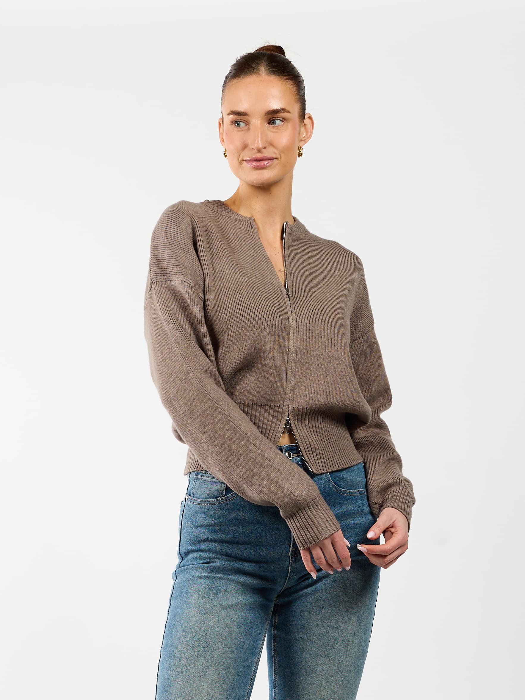 Lizzy vest met zipper | Taupe | Tall