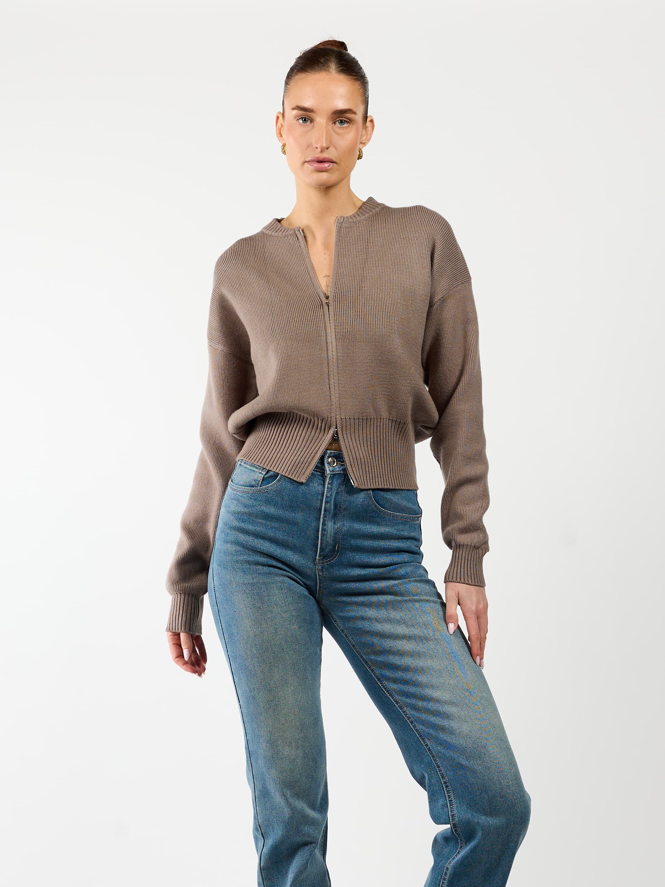 Lizzy vest met zipper | Taupe | Tall - Image 4