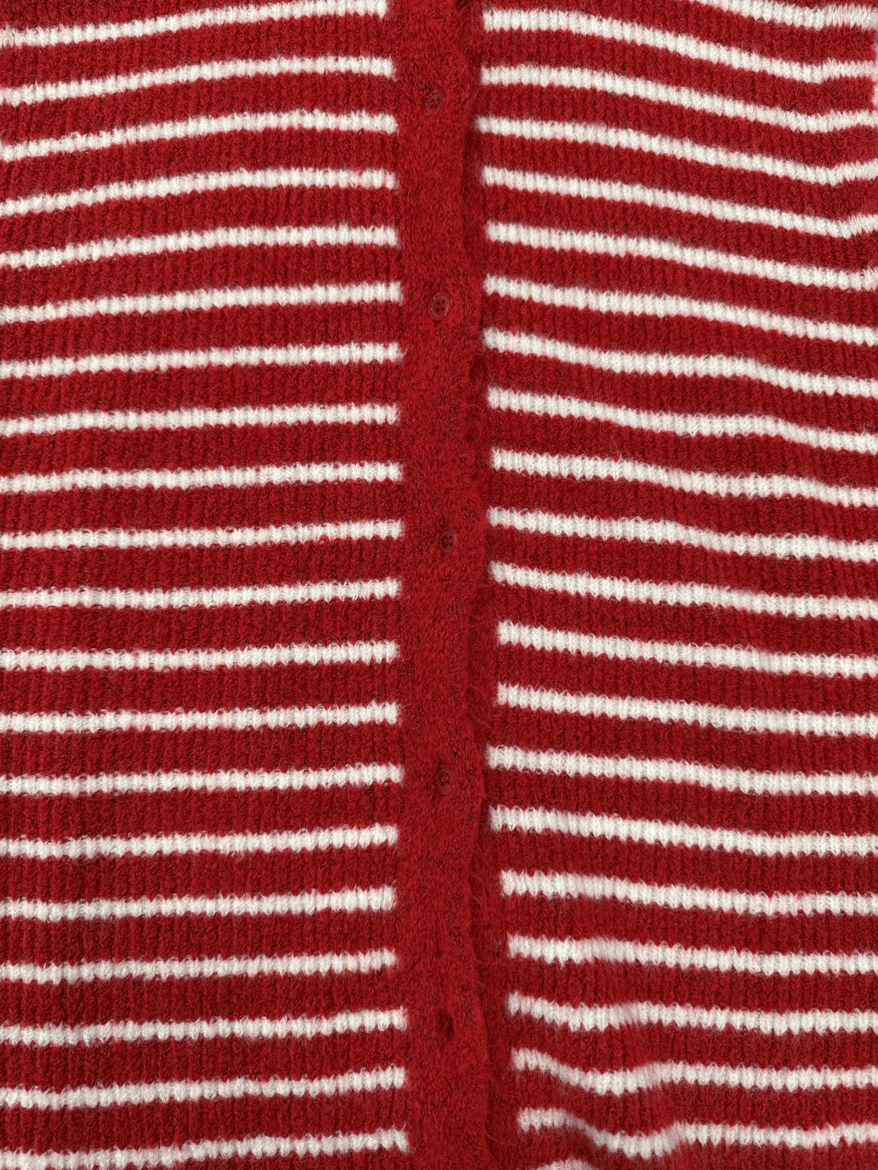 Lola Knitted Spencer met Knoopjes | Rood wit gestreept | Tall - Image 10